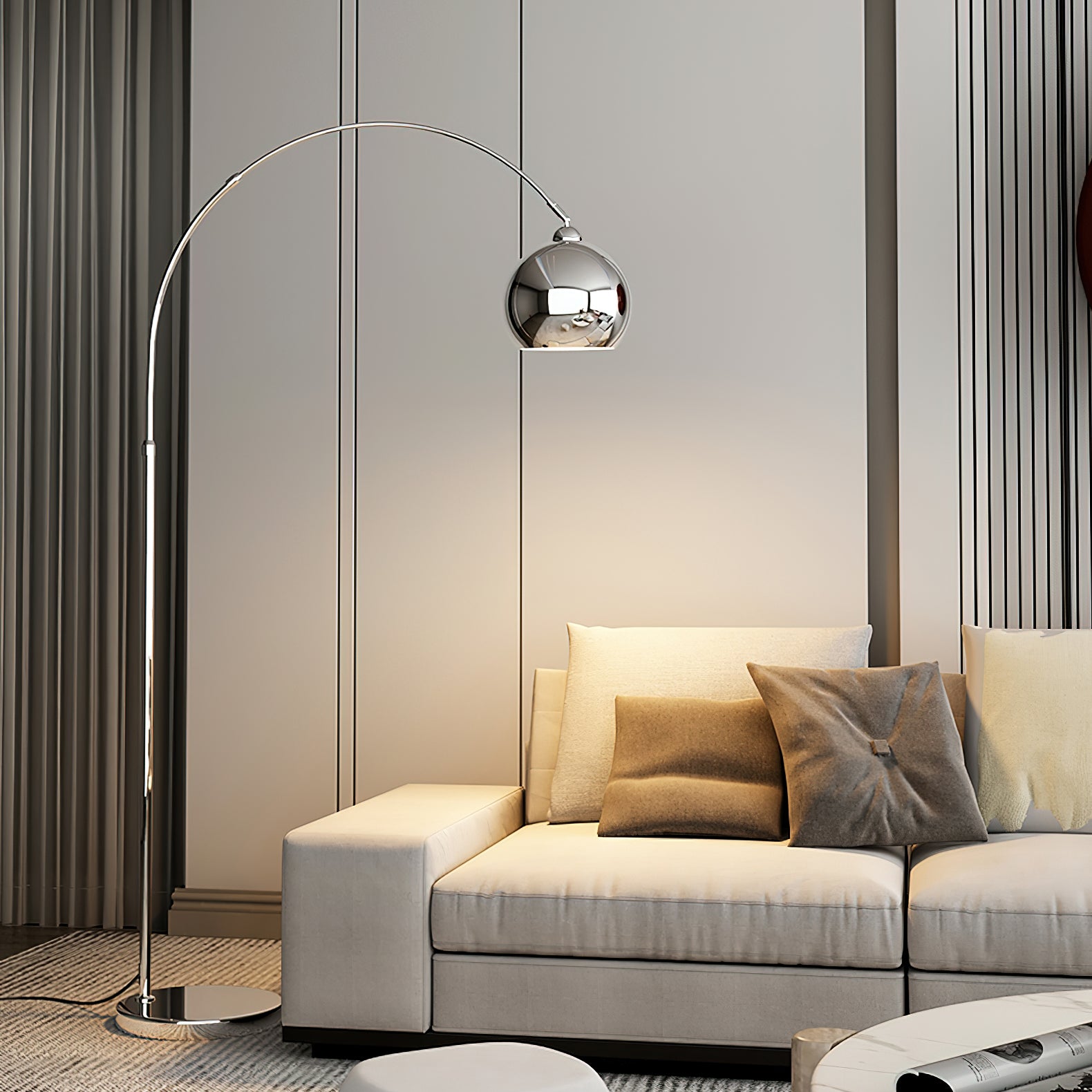 Modern Angler Floor Lamp - Adjustable LED Reading Light for Living Room, Bedroom & Office - Dimmable Standing Lamp with Flexible Gooseneck Design - Perfect for Reading, Working & Relaxing