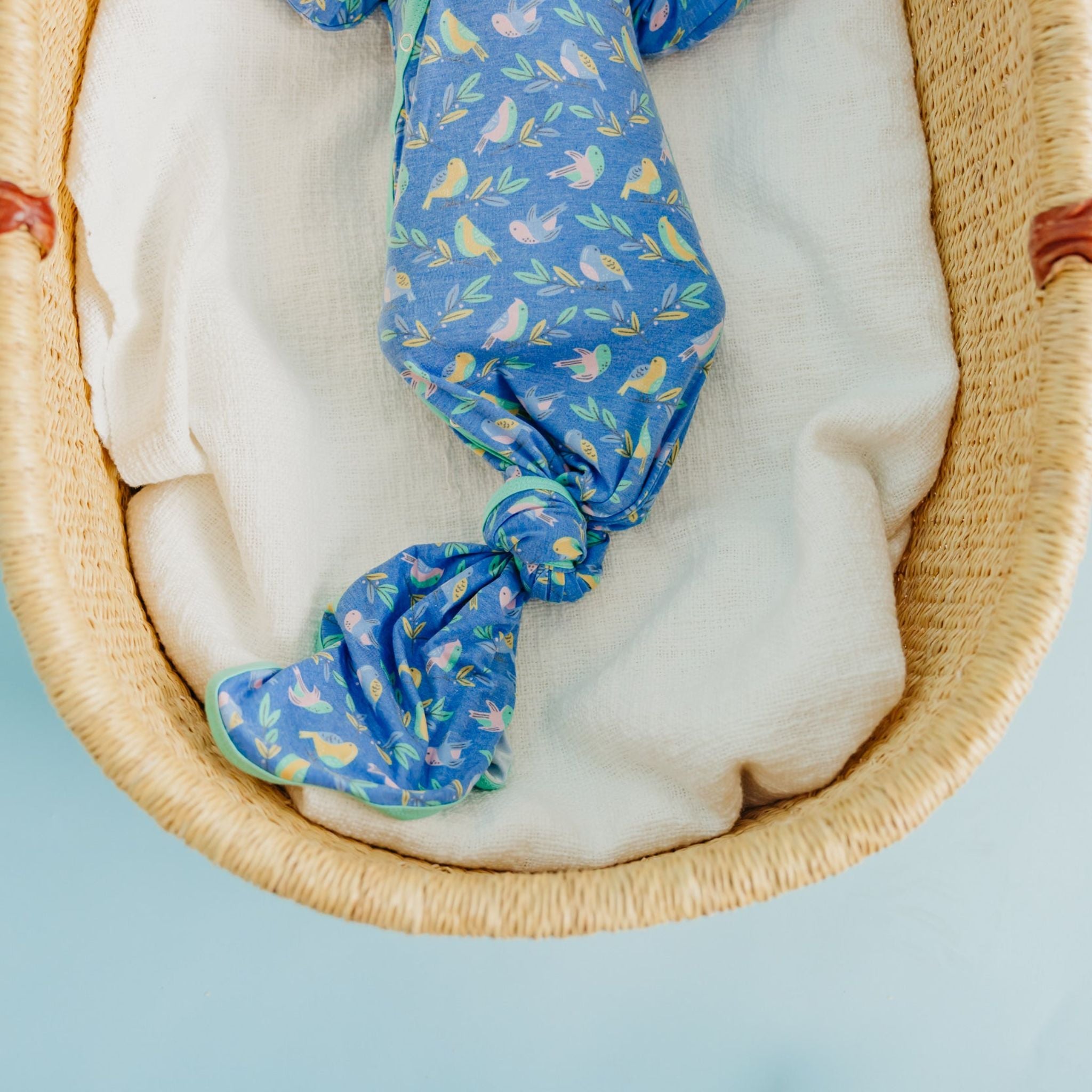 Soft Newborn Knotted Gown - Birdie Print Baby Sleepwear | Perfect for Hospital, Photo Shoots & First Outfits