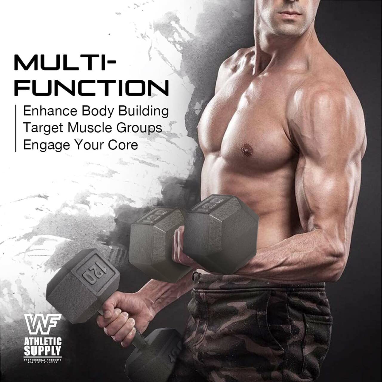 CAPHAUS Cast Iron Hex Dumbbell Set - Heavy Duty Free Weights for Strength Training, Home Gym Equipment for Men & Women (With/Without Rack Options) - Perfect for Home Workouts, CrossFit, and Weight Lifting Training