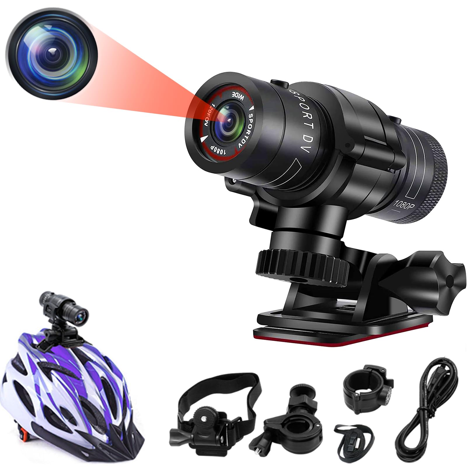 TANGMI Sports Camera 1080P HD Waterproof Action Camera, 120° Wide Angle Lens with Built-in Battery - Perfect for Cycling, Motorcycle, Car & Outdoor Adventure Recording