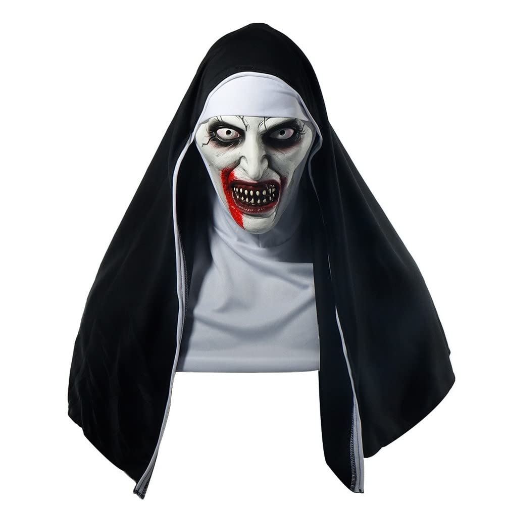 Scary The Nun Horror Latex Mask - Full Face Cover for Halloween Cosplay, Carnival & Masquerade Parties | Creepy Prank Props & Decoration | Perfect for Haunted Houses, Horror Events & Spooky Gatherings