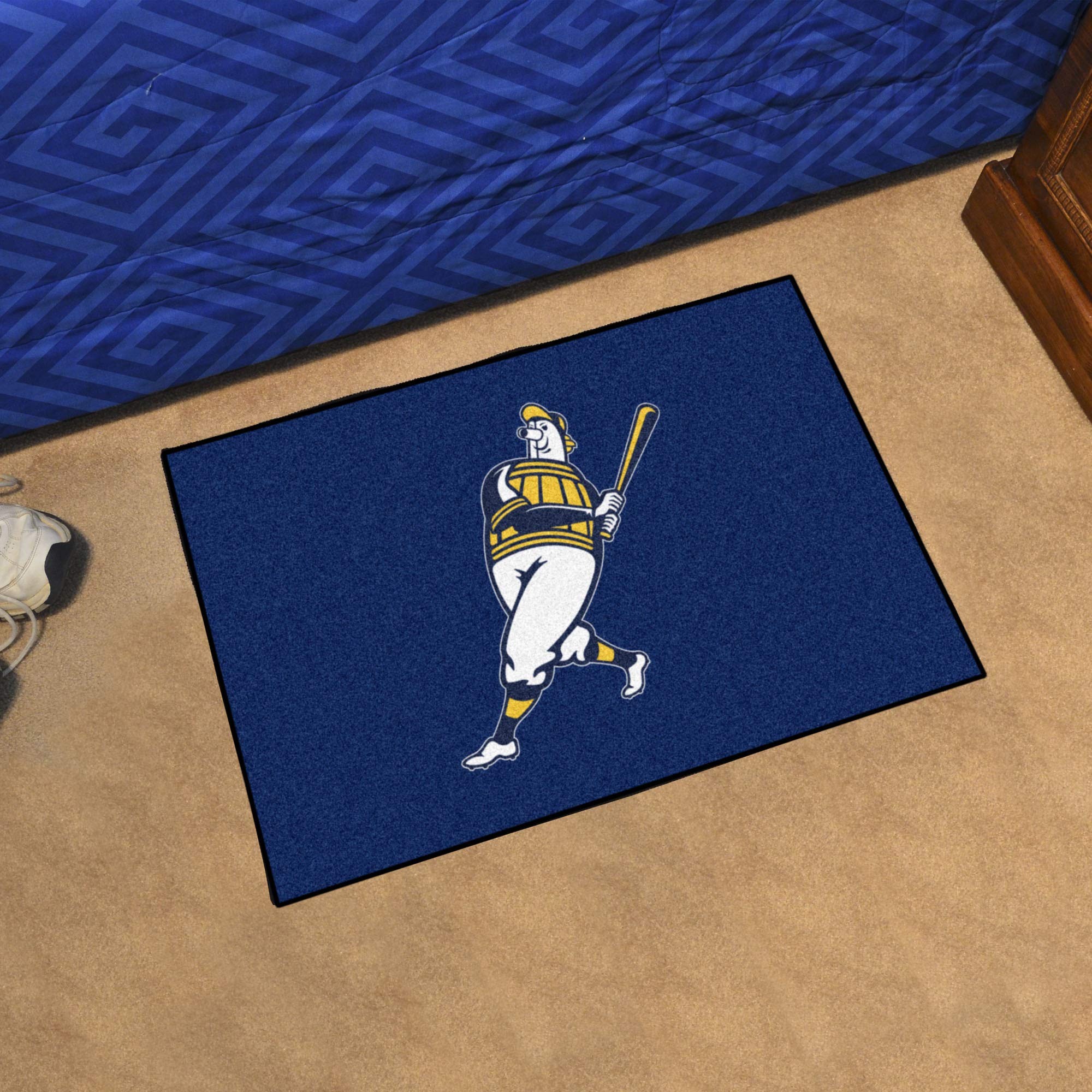 MLB Milwaukee Brewers Barrell Man Rug 19x30 Inches - Soft & Durable Baseball Fan Decor for Living Room, Man Cave, or Game Room