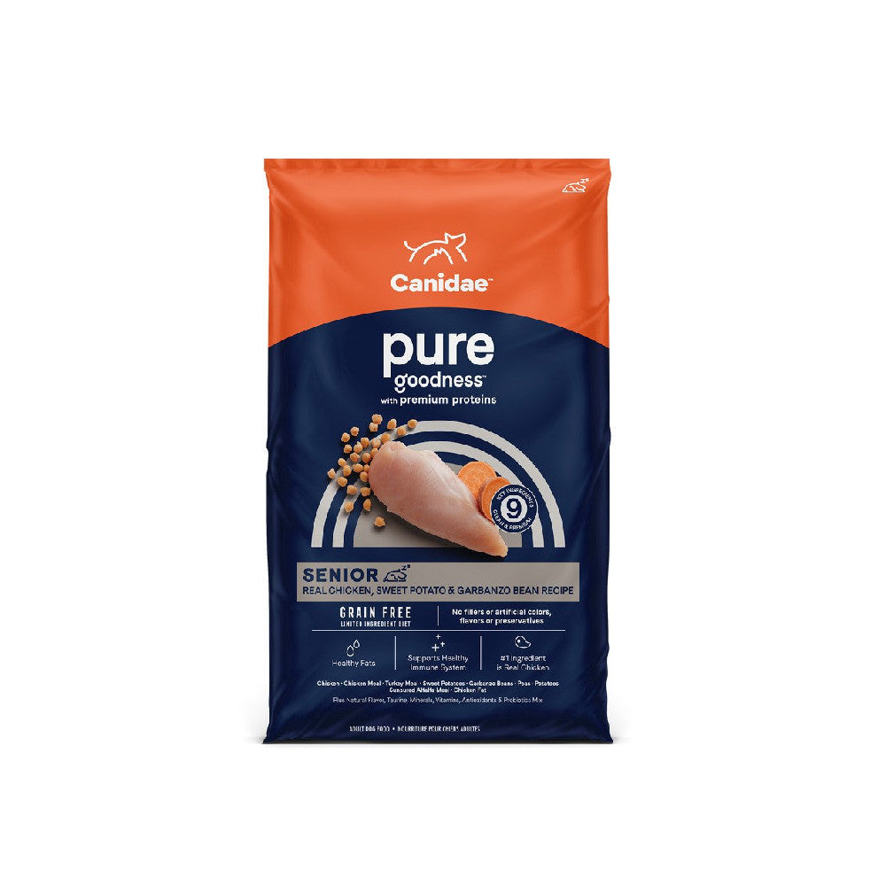 PURE Grain Free Senior Dog Food - Chicken, Sweet Potato & Garbanzo Bean Recipe | High Protein Dry Kibble for Older Dogs | Perfect for Joint Health & Digestive Support