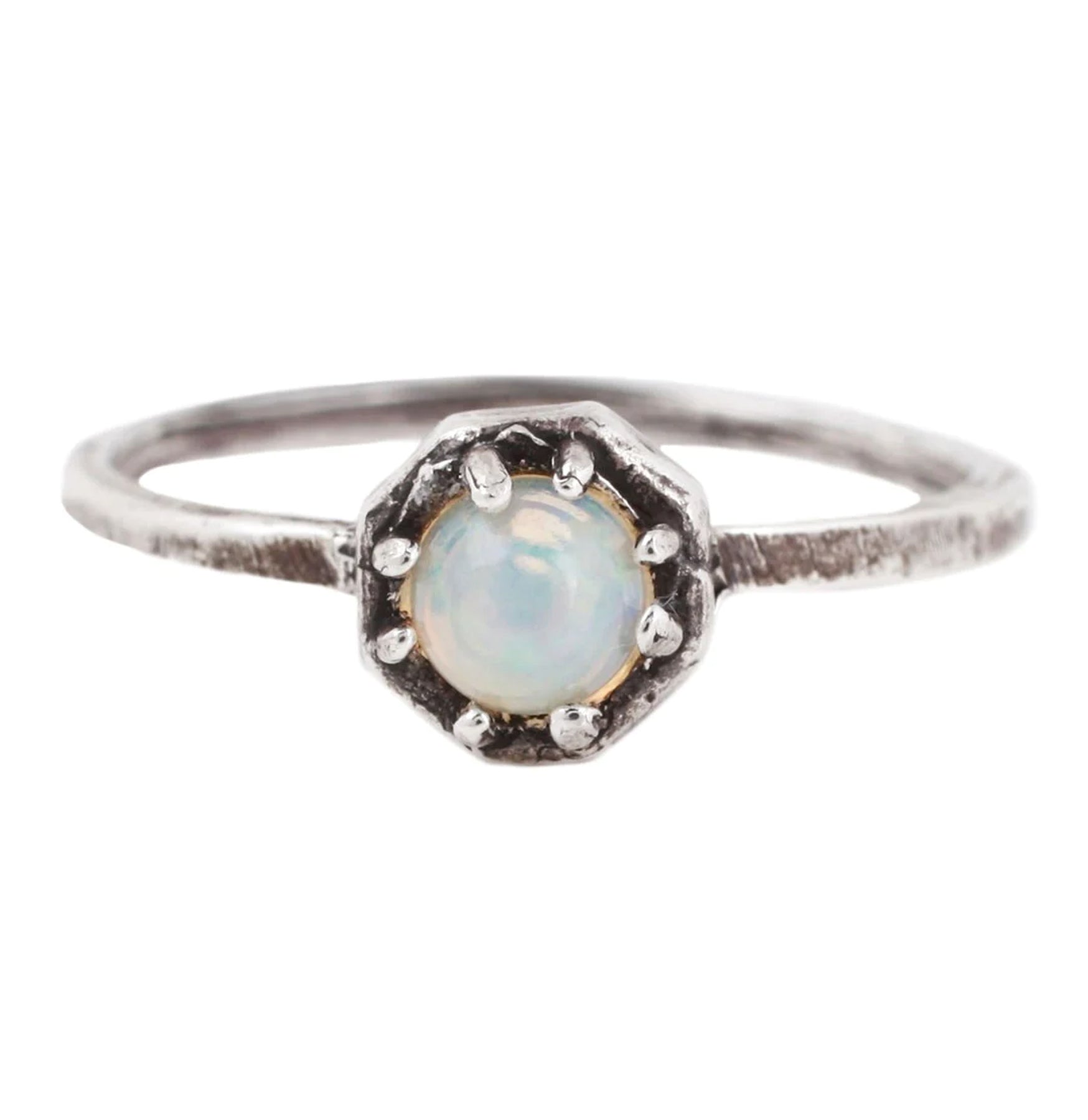 Oxidized Silver Opal Octagon Ring for Women | Handmade Vintage Jewelry | Perfect for Weddings, Parties & Special Occasions