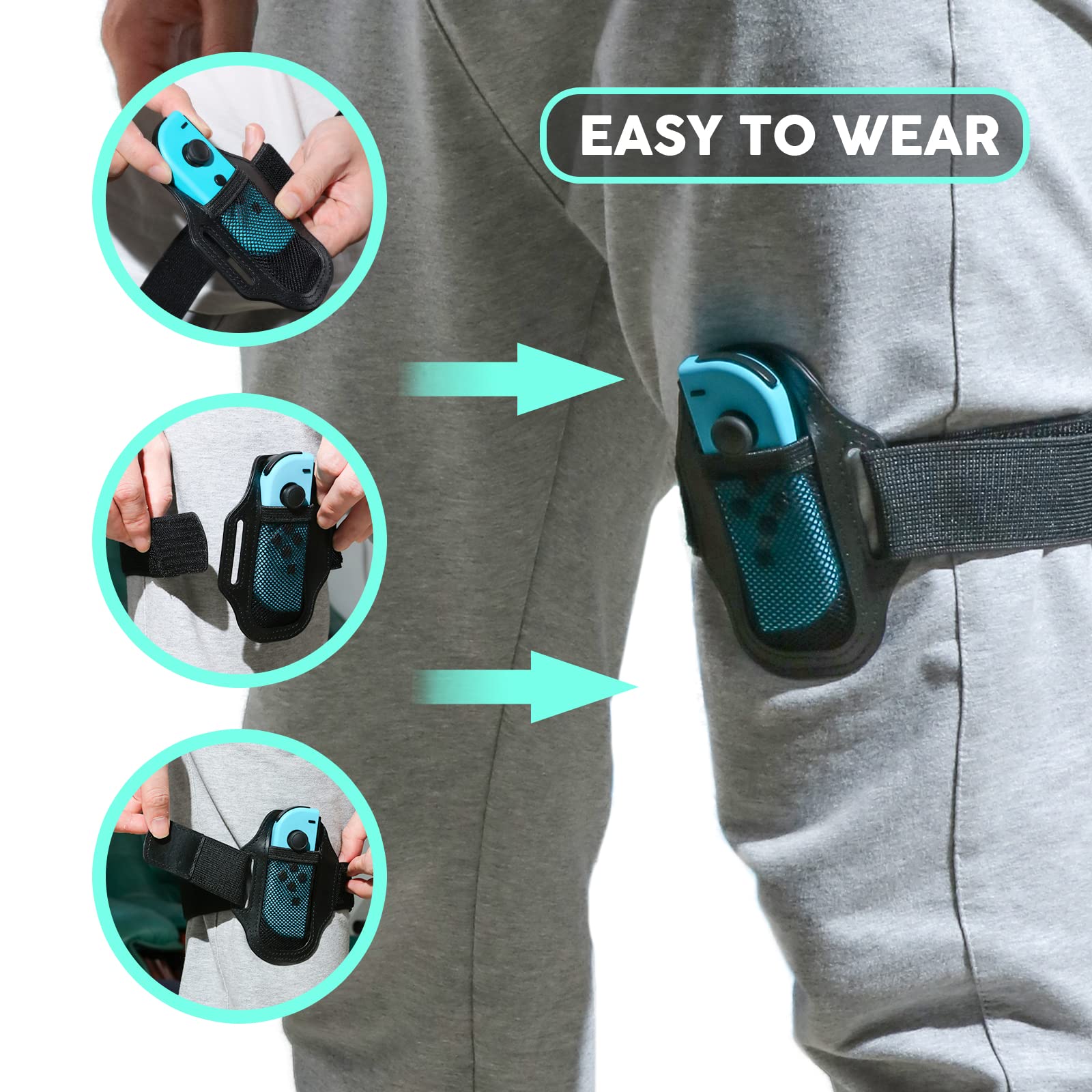 NANANINO Switch Leg Straps for Nintendo Switch & OLED - Adjustable Fitness Bands for Ring Fit Adventure & Switch Sports Games - Perfect for Home Workouts, Yoga & Interactive Gaming