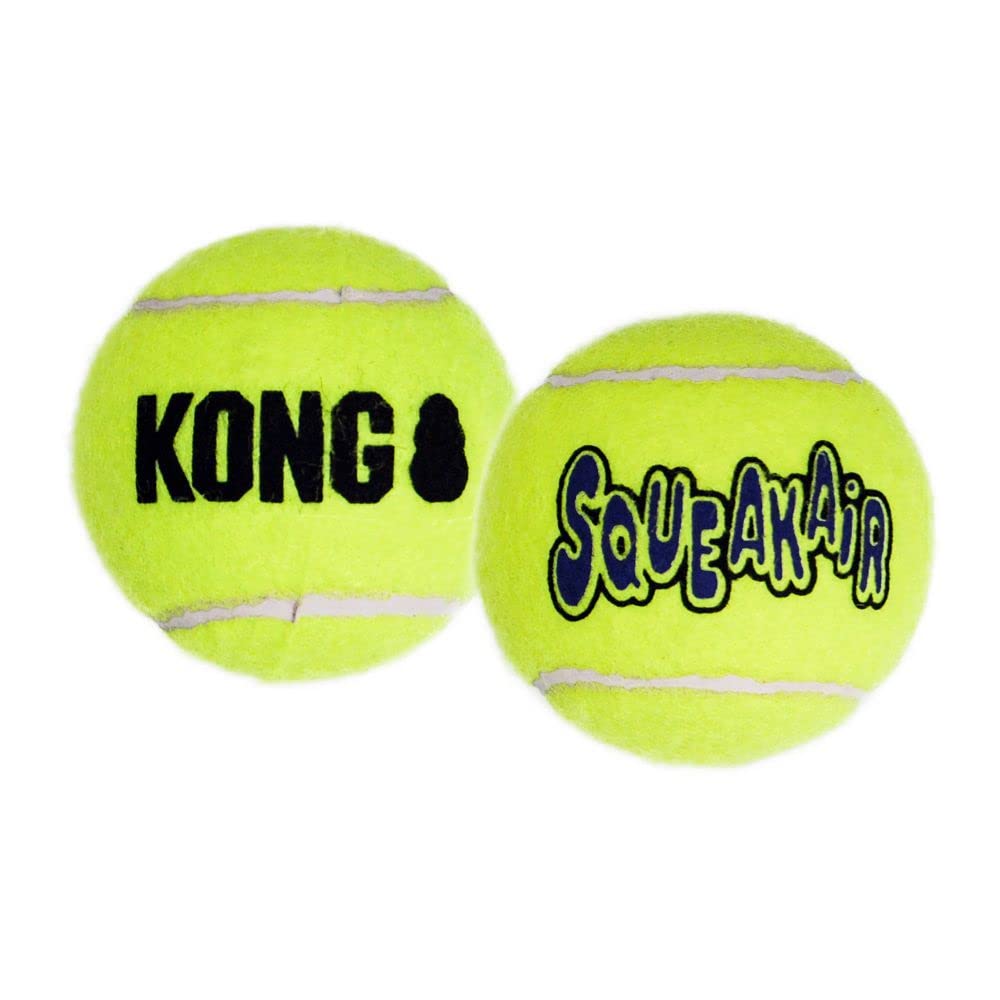 KONG SqueakAir Balls for Large Dogs - 2 Pack Durable Chew Toys for Aggressive Chewers - Perfect for Outdoor Play, Fetch & Training Sessions