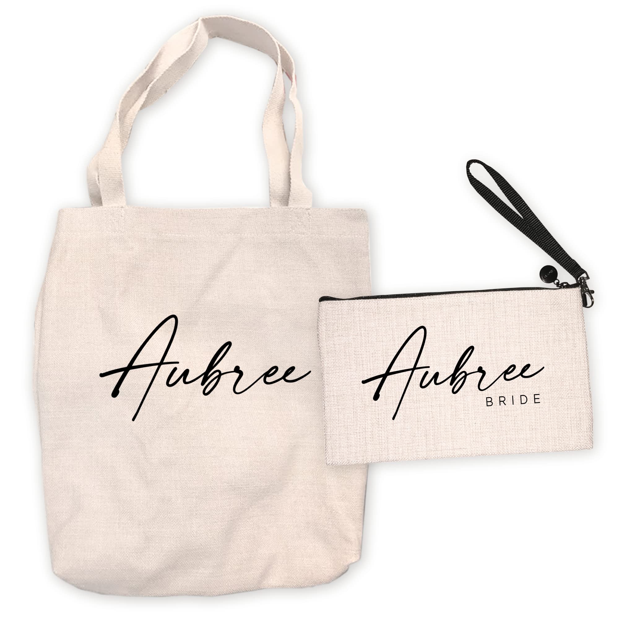 Personalized Bridesmaid Bag Set - Custom Graphic Canvas Tote & Cosmetic Bag - Unique Wedding Party Gifts for Bridesmaids - Perfect for Bachelorette Parties & Bridal Showers