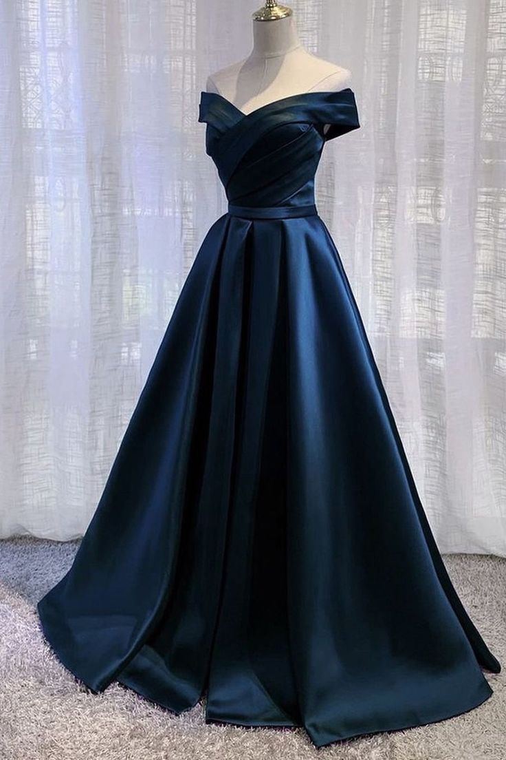 Elegant Off-the-Shoulder Green Satin Long Prom Dress for Women | Simple Evening Gown for Formal Events | Perfect for Homecoming, Prom Night & Special Occasions