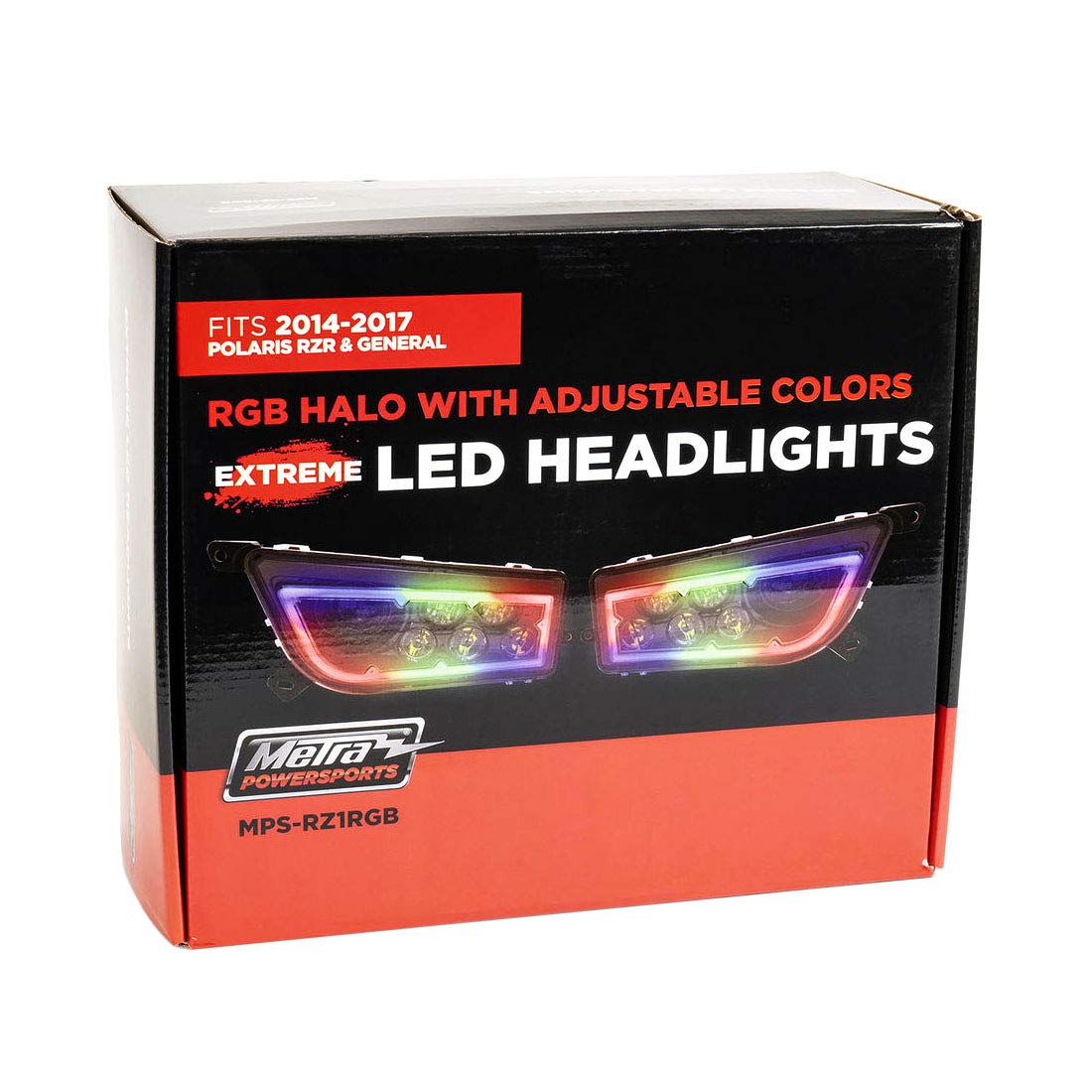 Metra Electronics MPS-RZ1RGB RGB LED Headlight Kit for Polaris RZR - Bluetooth Controlled Extreme Off-Road Lighting - Powersports Accessories for Night Riding & Trail Adventures