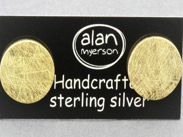22Kt Gold Over Sterling Silver Scratched Disc Stud Earrings - Perfect for Parties, Weddings & Everyday Wear