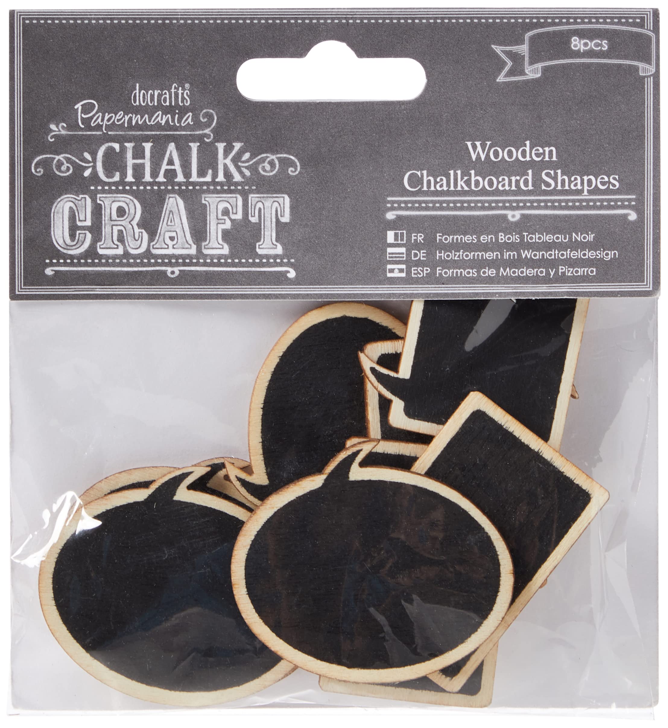 Docrafts Speech Bubbles Chalkboard Shapes - 8 Pack Wooden Chalk Craft for DIY Home Decor, Wedding Signs & Classroom Projects