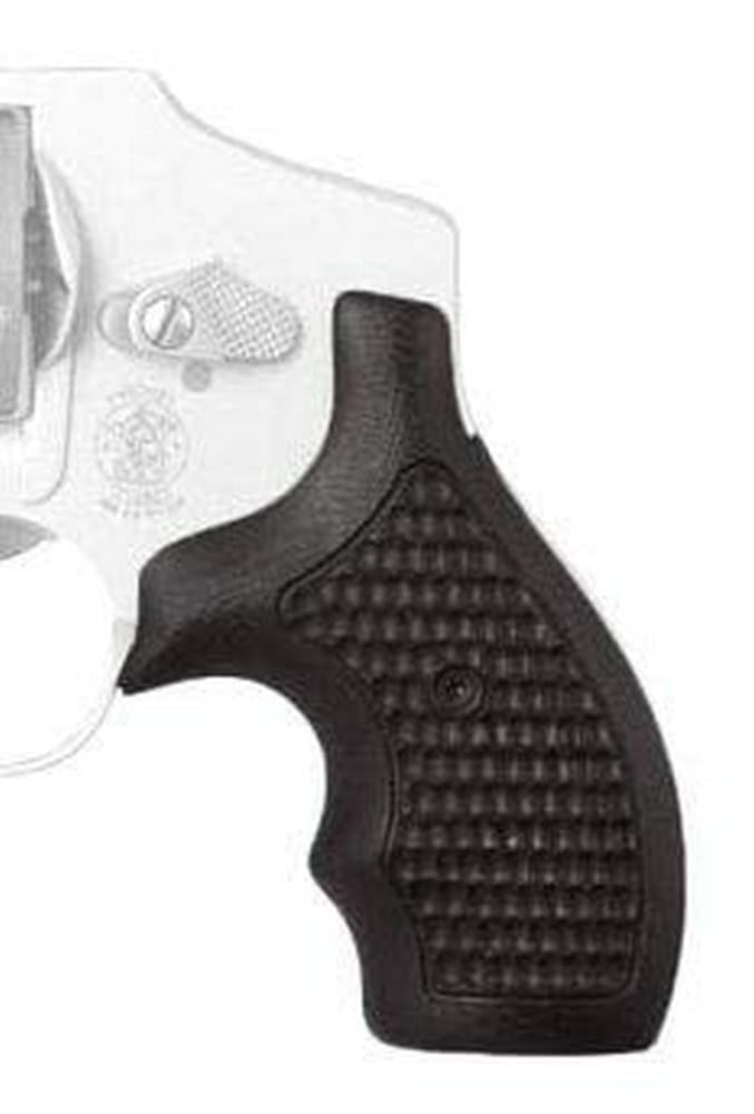 Hogue 61139 S&W J Frame Round Butt Grip - Bantam Piranha G-10 Solid Black Pistol Grip for Concealed Carry & Self Defense | Perfect for Compact Handguns & Everyday Carry (EDC)