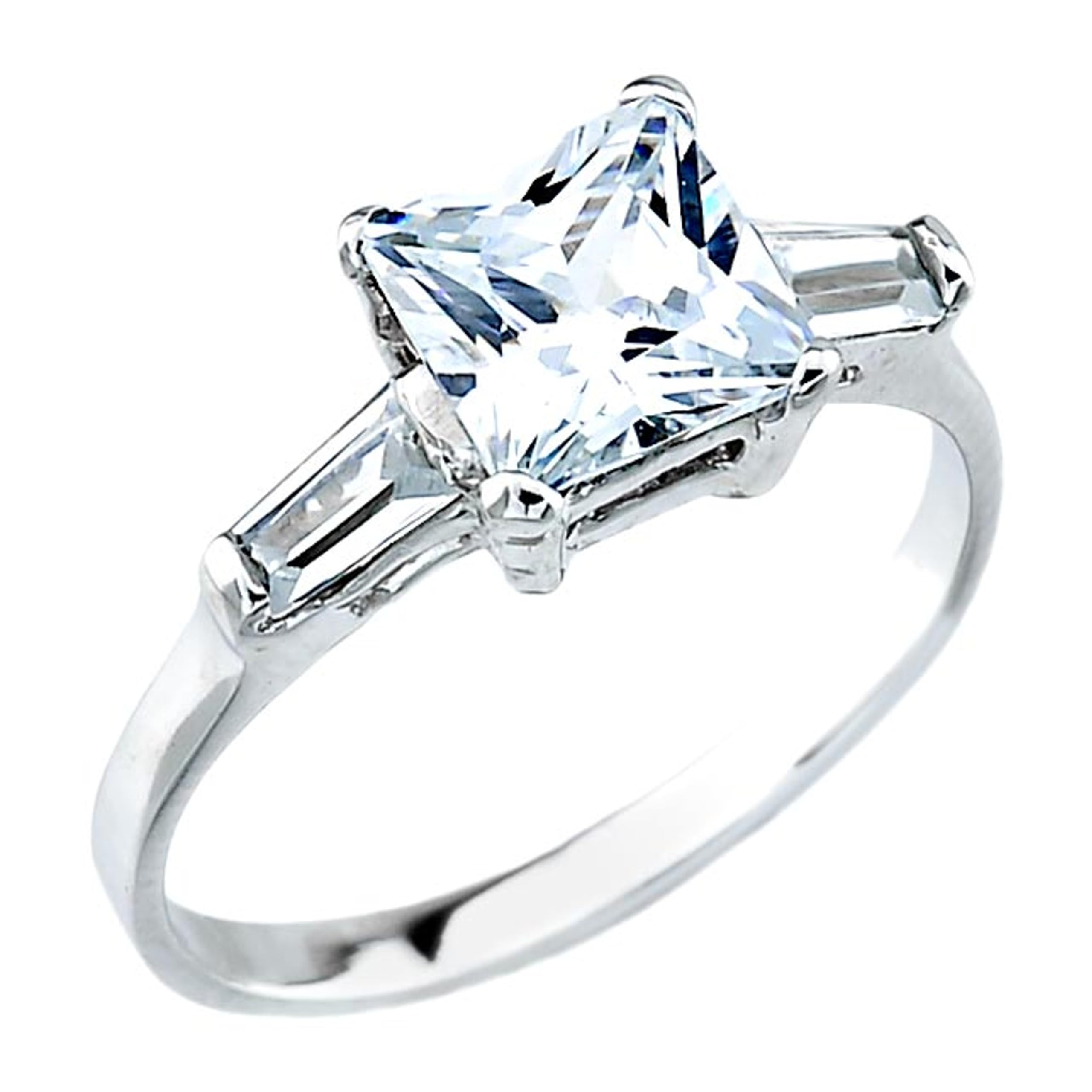 14K White Gold 3 Stone Cubic Zirconia Engagement Ring for Women - Elegant Wedding Band, Anniversary Gift, Promise Ring - Perfect for Proposals, Bridal Jewelry & Special Occasions