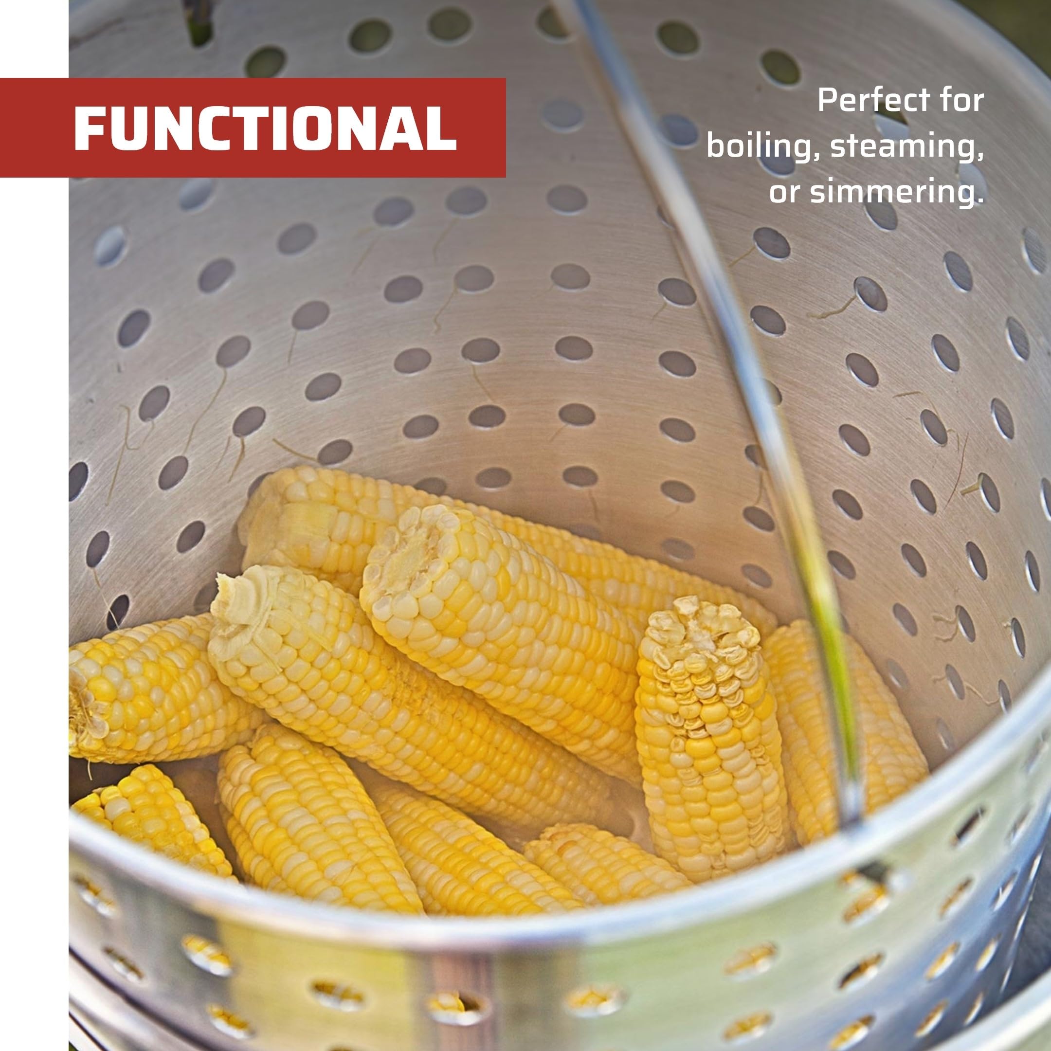 Camp Chef 24 Quart Aluminum Pot & Basket Set with Lid, Removal Hook - Ideal for Boiling, Simmering, Steaming - Easy to Clean Cooking Pot - Perfect for Camping, Outdoor Cooking & Large Family Meals