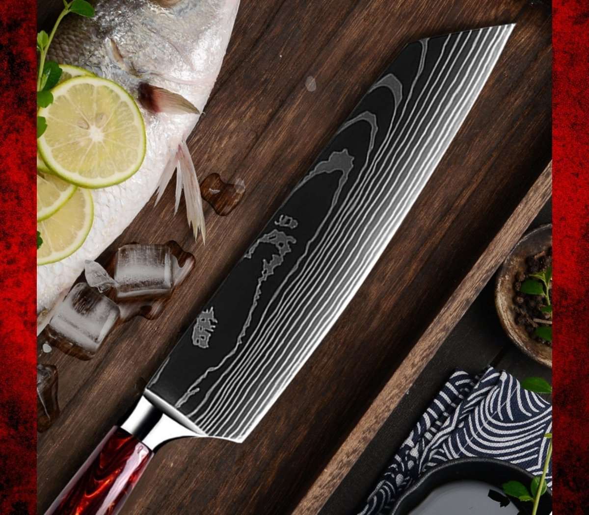 Premium 10-Piece Handmade Damascus Steel Chef Knife Set with Sheaths - High Carbon HC Steel Kitchen Knives for Professional Chefs & Home Cooking - Perfect for Slicing, Dicing, and Food Preparation