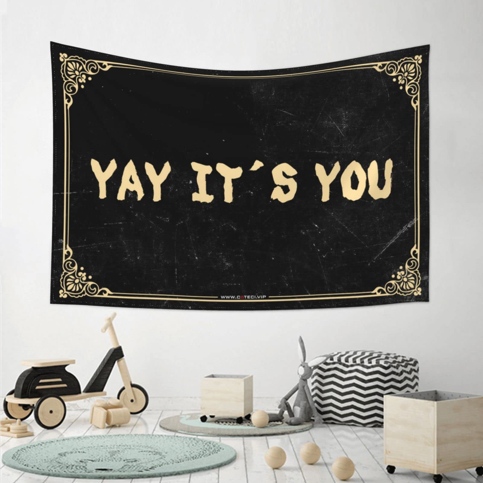 Outdoor Bar Decorations - 'Yay It's You' Tapestry Flags for Room & Teen Wall Art (92x150cm) - Perfect for Patio Parties, Dorm Room Decor & Festival Camping