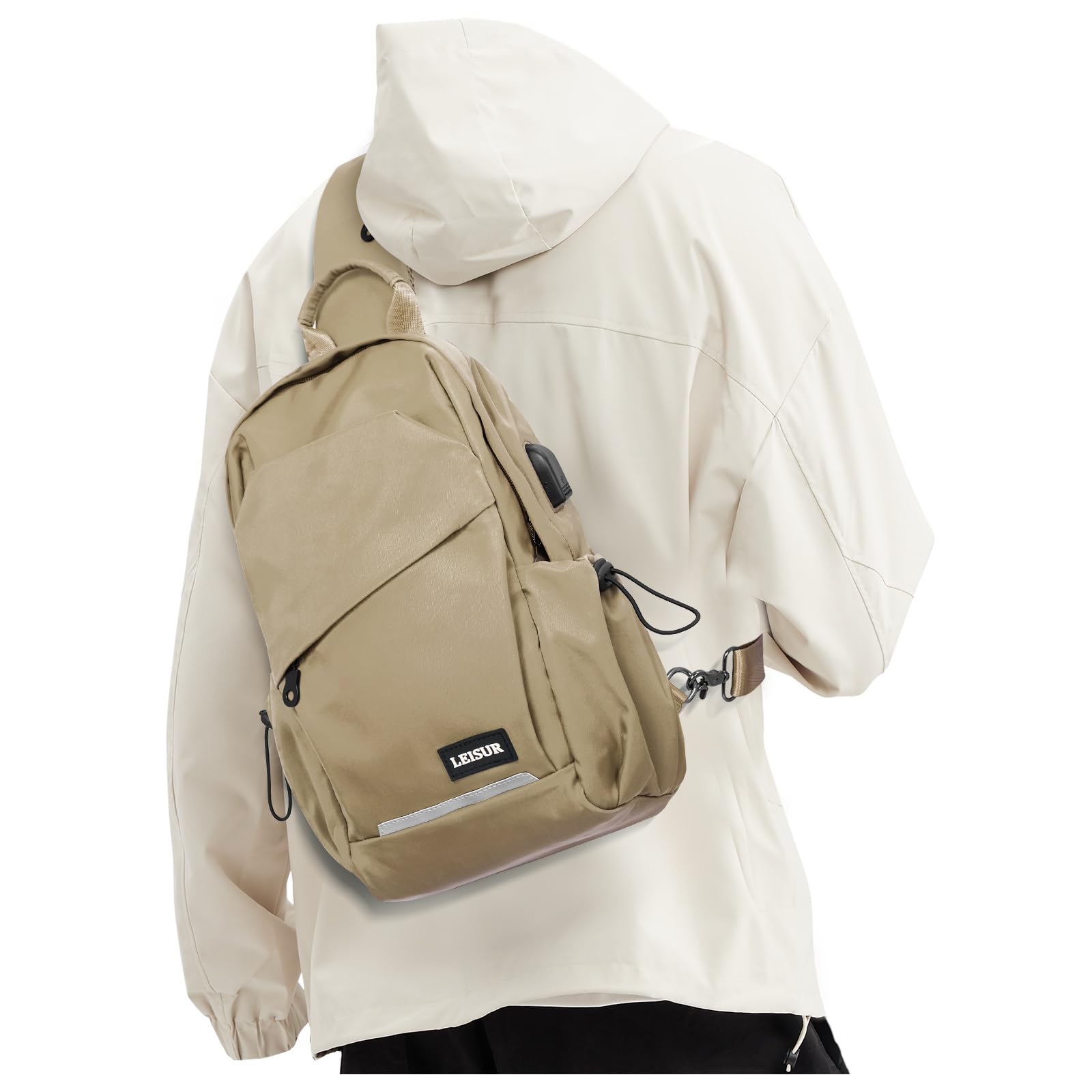 Khaki Sling Bag for Men & Women - Small Anti-Theft Motorcycle Backpack with Adjustable Strap - Tactical Chest Daypack for Travel, Hiking, Gym & Outdoor Sports - Perfect for Commuting, Cycling & Urban Adventures
