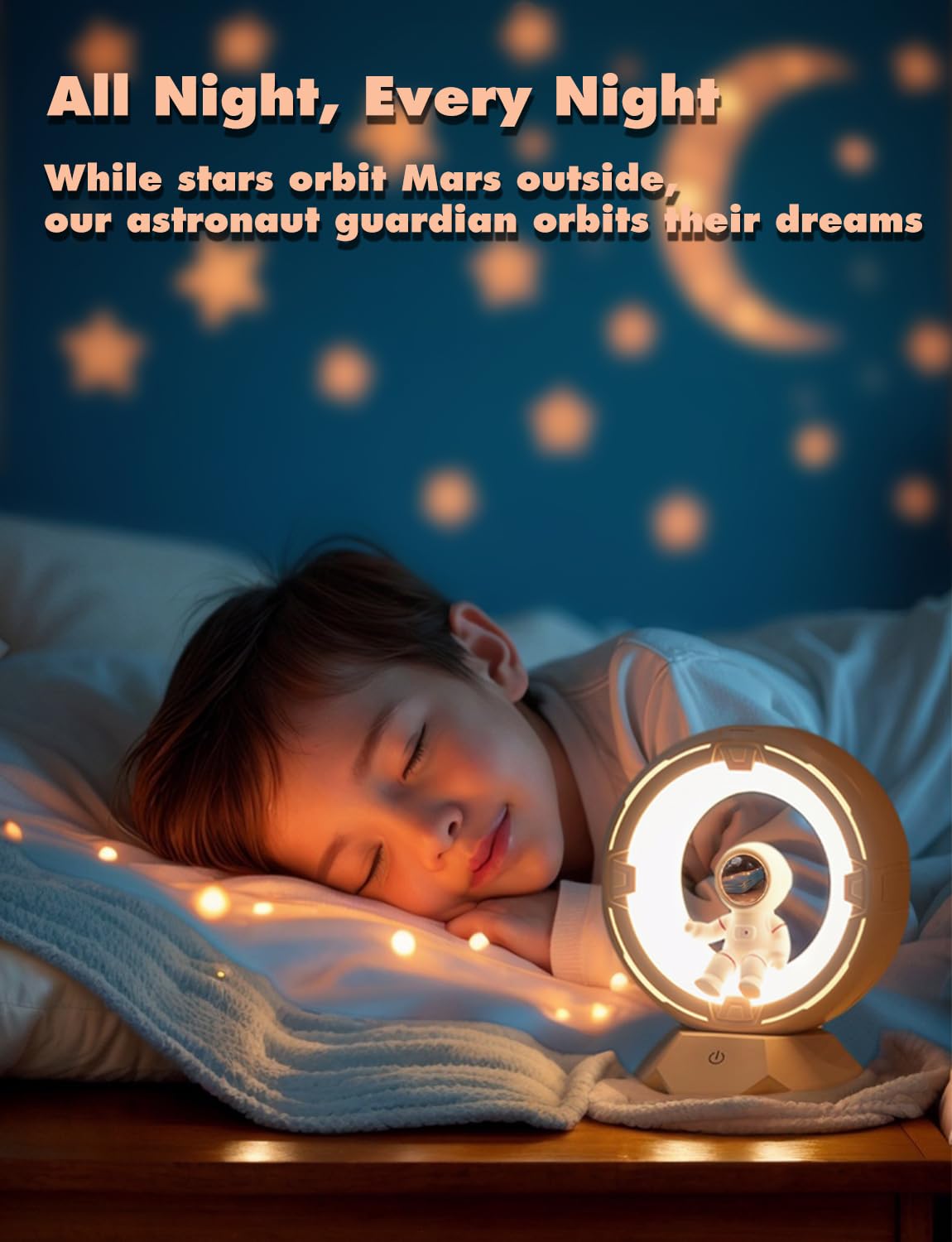 Rechargeable Astronaut Space Night Light for Kids - 9-Level Dimmable Warm & Cool LED Nightlight, Touch Control for Nursery, Bedroom, Living Room & Desk | Perfect for Bedtime, Reading & Night Feedings