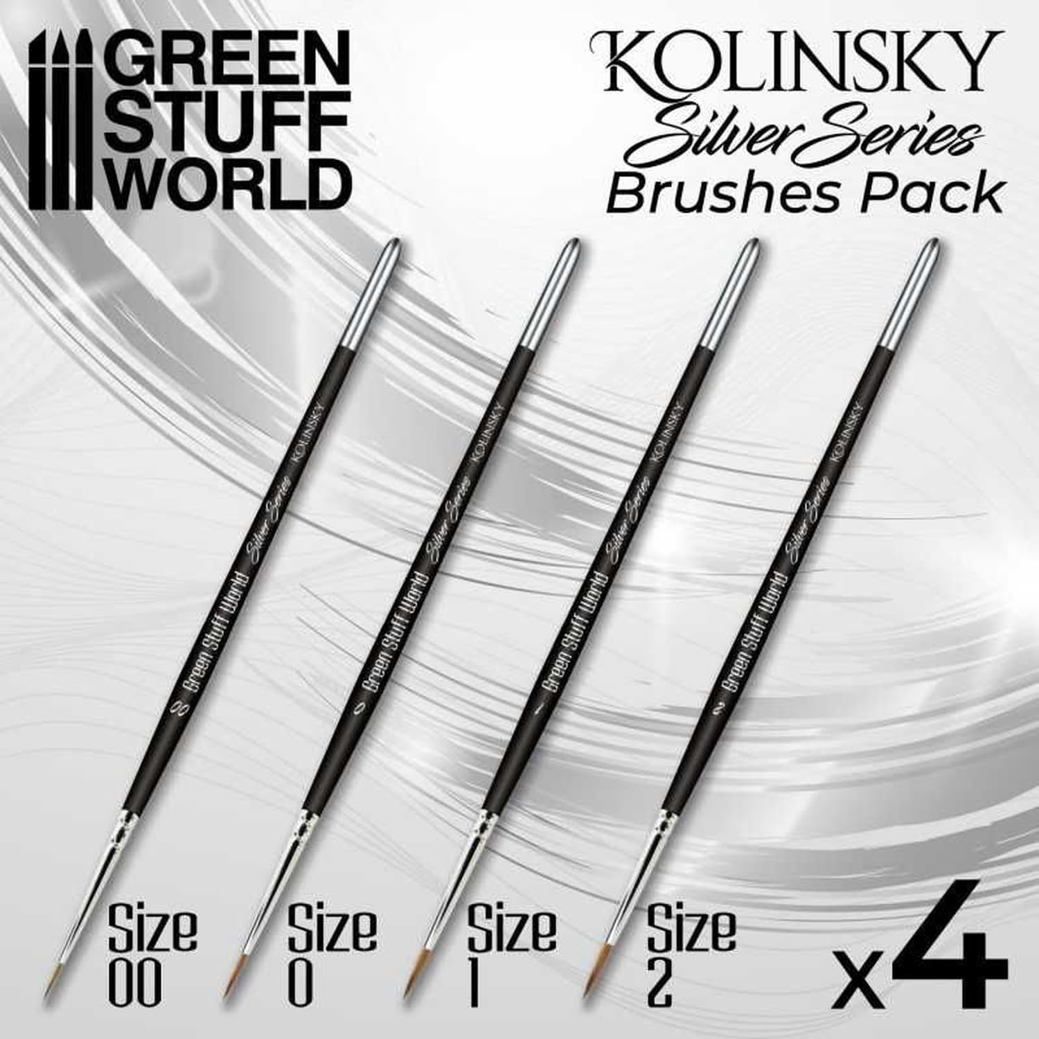 Kolinsky Silver Series Green Stuff Set - Premium Paint Brushes for Miniature Painting, Warhammer, and Model Building | Perfect for Hobbyists & Artists