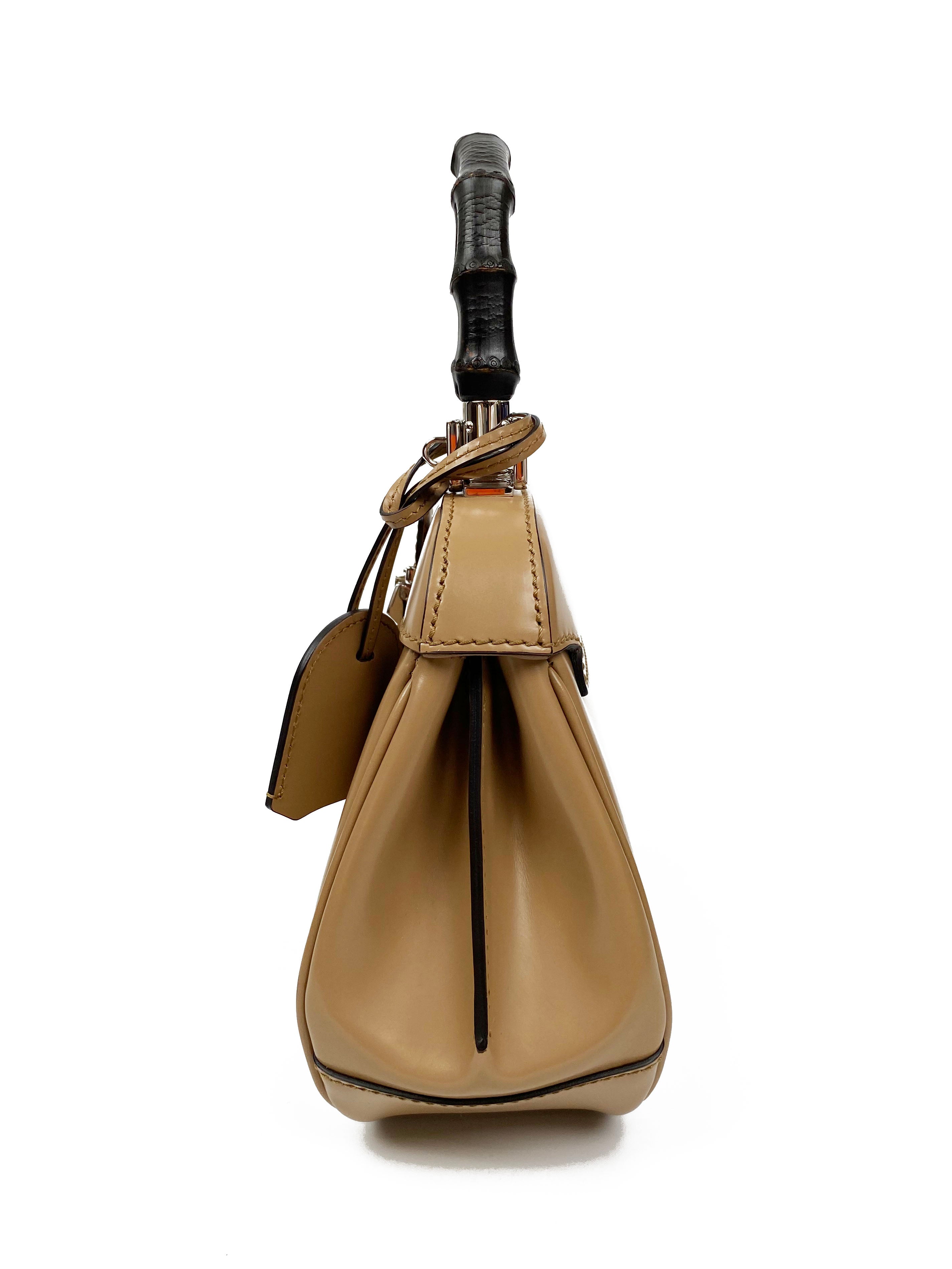 Gucci Nude Bamboo Top Handle Bag for Women | Luxury Leather Shoulder Bag | Perfect for Work, Evening Events & Travel
