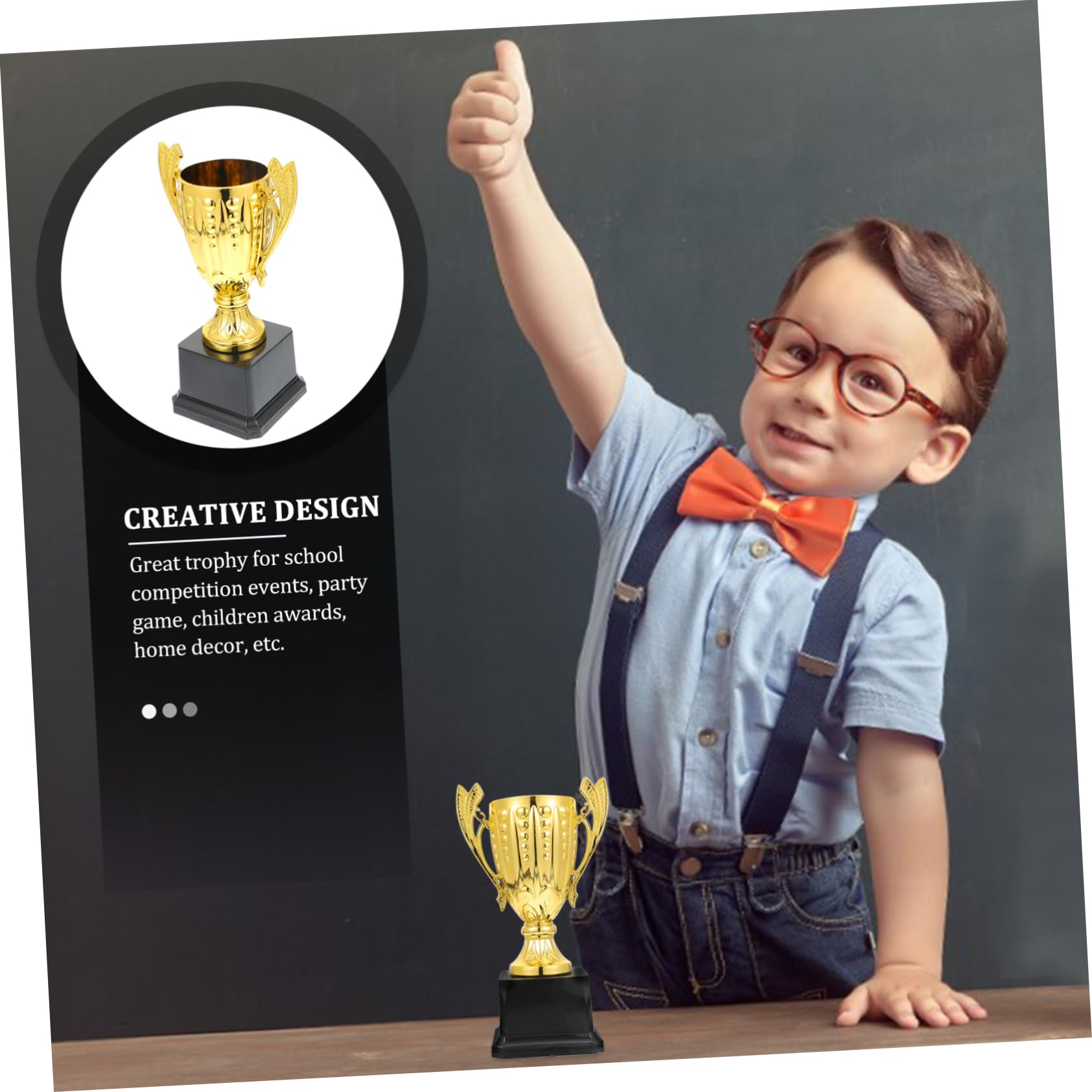 WOONEKY 1pc Golden Plastic Trophy Cup - Competition Award, Winning Prize for Sports, Academic Achievements & Corporate Events - Perfect for School Awards, Office Recognition & Tournament Ceremonies