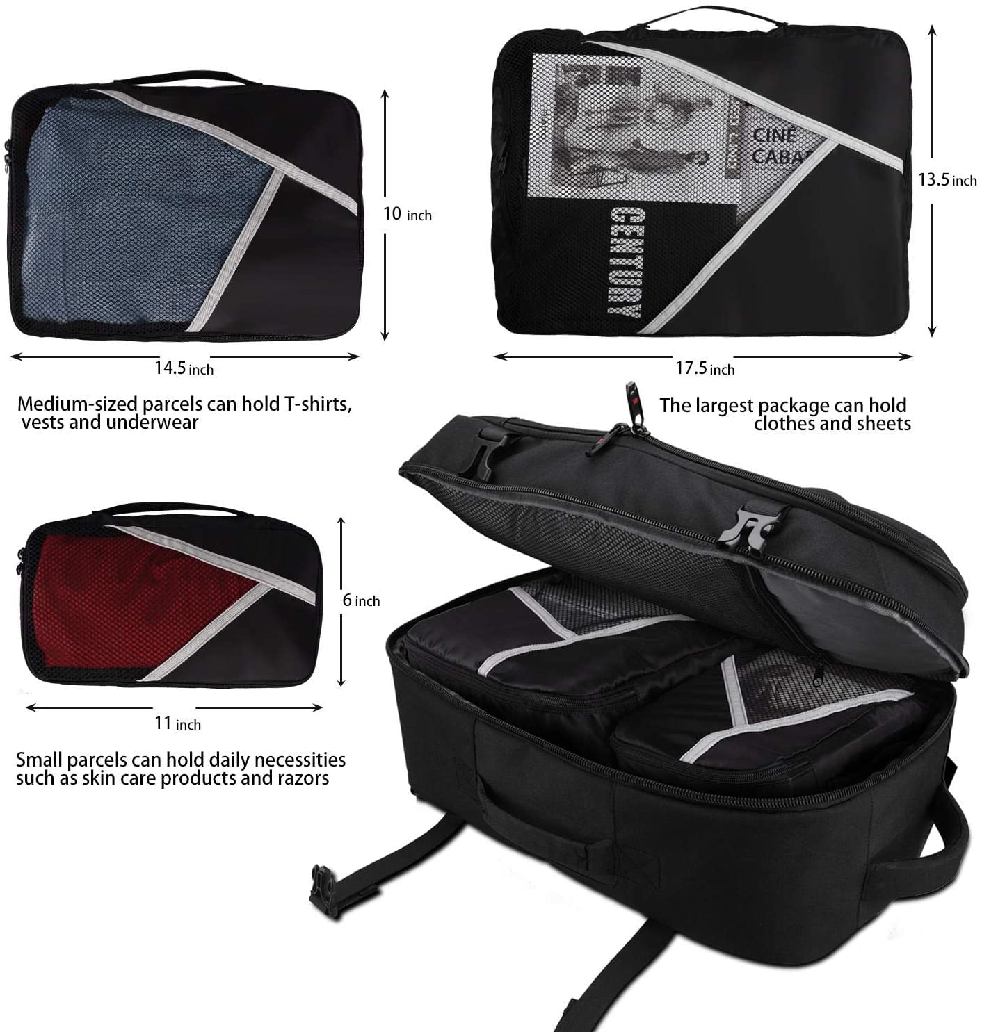40L Waterproof Travel Backpack for Women & Men - Flight Approved Carry On for Laptops & Weekenders - Black
