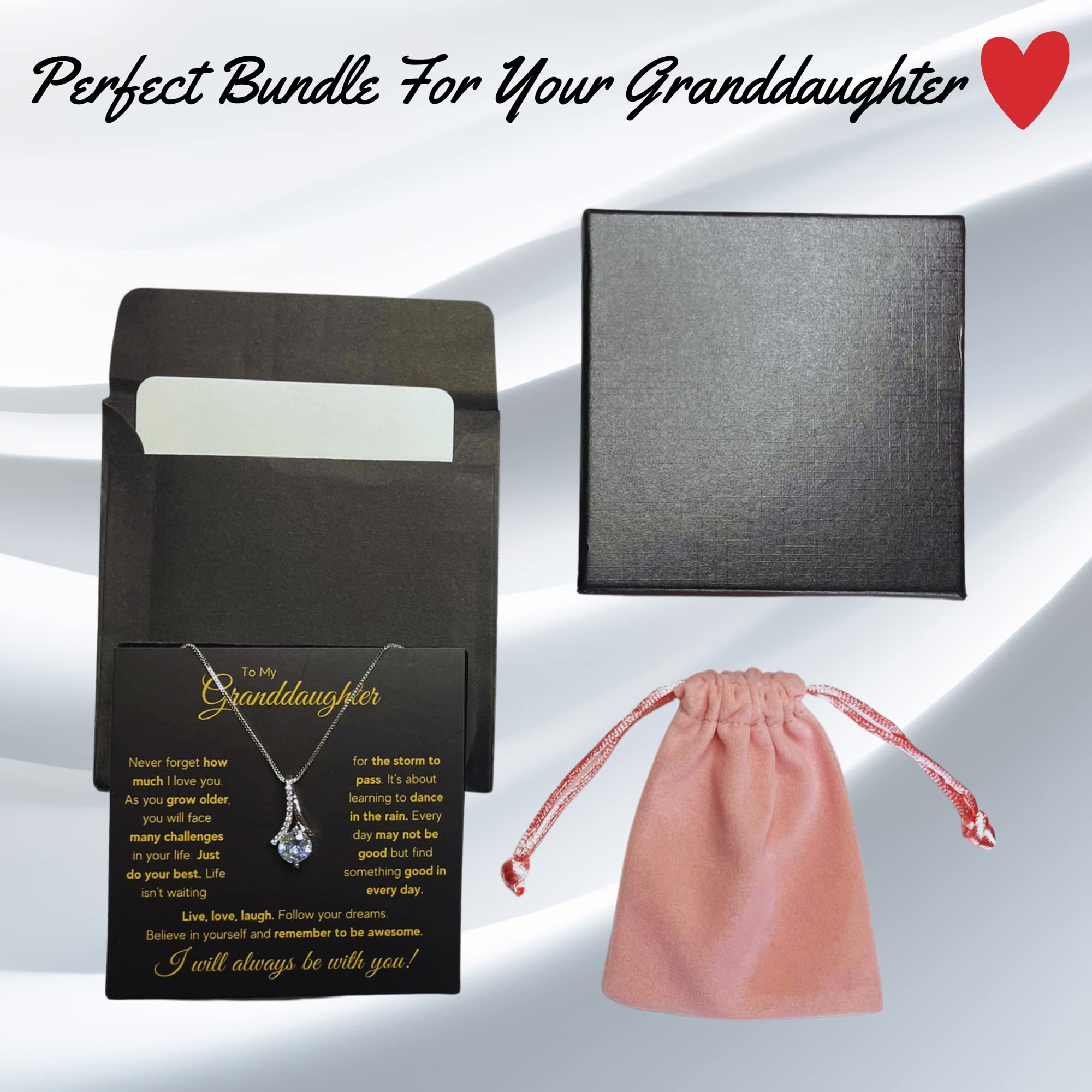 Personalized Granddaughter Necklace Gift from Grandma or Grandpa - Engraved Pendant Jewelry for Graduation, Birthday with Message Card & Gift Box (LED/Rain Alluring) - Perfect for Special Occasions & Keepsake Memories