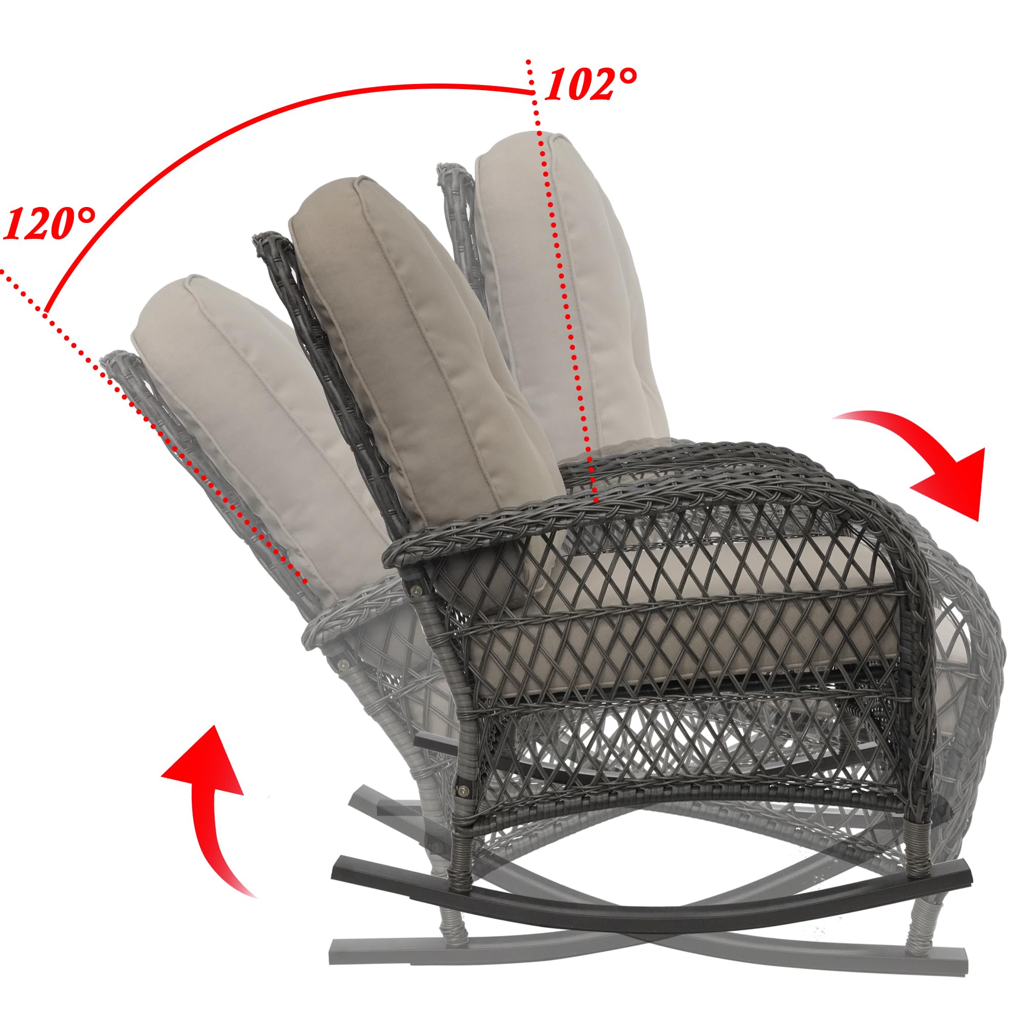 All-Weather Brown Resin Wicker Rocking Chair - Outdoor Garden, Backyard, Lawn & Porch Furniture - Perfect for Relaxing & Lounging in Sun or Shade