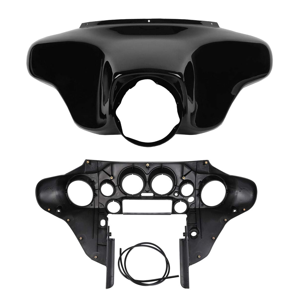 Black Front Outer with Inner Batwing Upper Fairing Cowl for 1996-2013 Harley Davidson Touring Electra Glide, Street Glide & Trike Models | Motorcycle Wind Protection & Custom Styling Upgrade