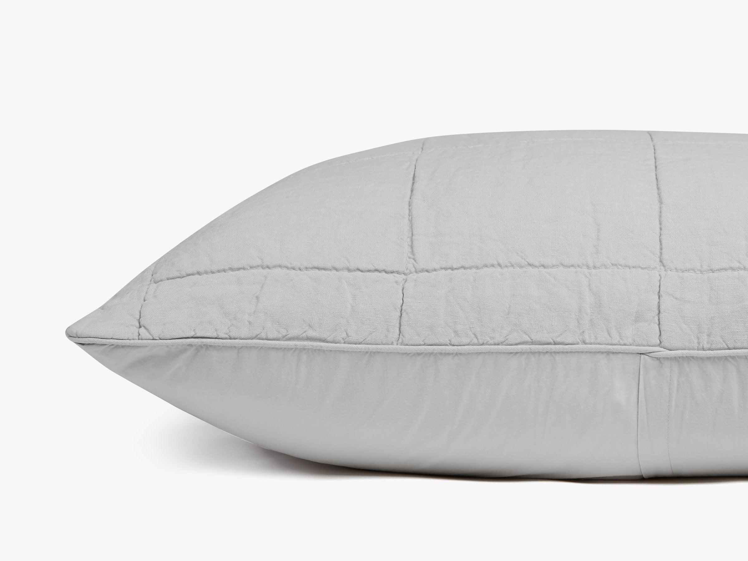 Premium Linen Box Quilted Euro Sham Pillow Cover - Soft Fog Gray Bedding Decor for Master Bedroom, Guest Room & Luxury Hotels