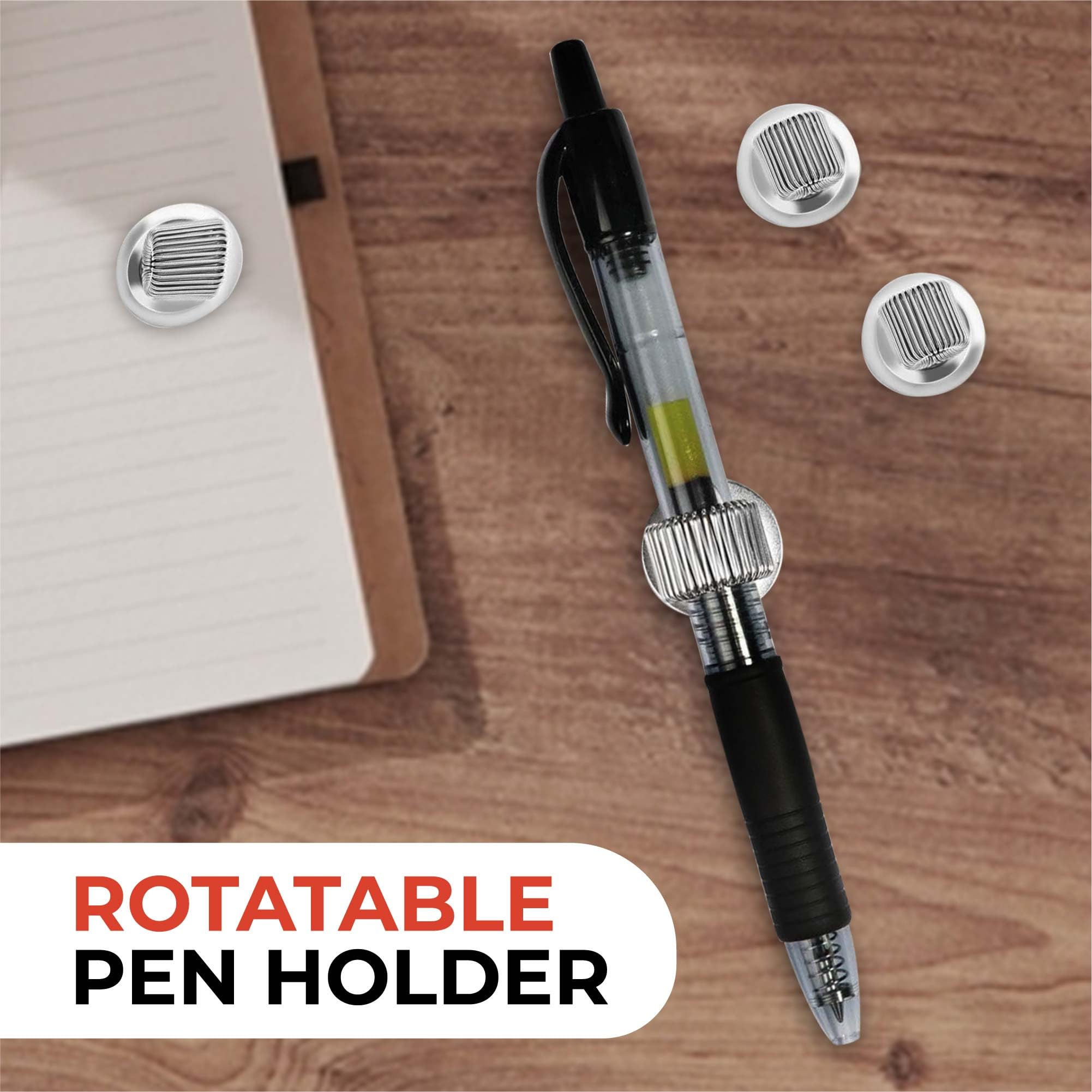 6-Pack Self-Adhesive Metal Pen Holders - Strong Pencil & Stationery Organizer Clips for Office Desk, School, Home & Workshop Organization