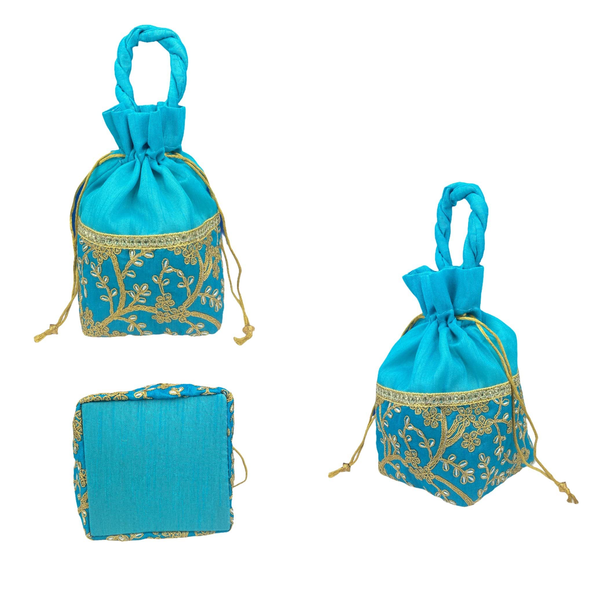 LOVENSPIRE Designer Zari Potli Bags for Women - Indian Ethnic Handcrafted Purse (Pack of 3) for Eid Gifts & Pooja Favors