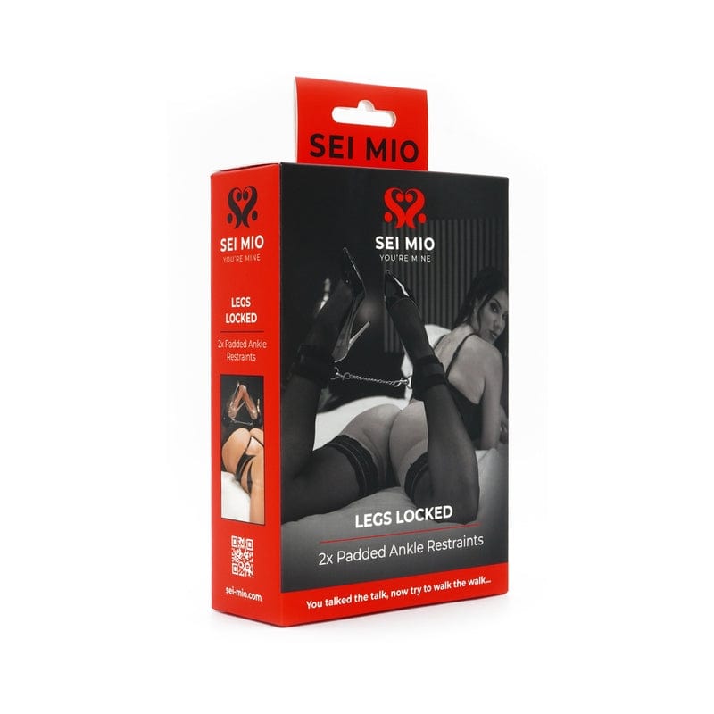 SEI MIO Legs Locked Padd Ankle Restraint - Premium BDSM Bondage Restraints for Adults, Adjustable Leather Cuffs for Bedroom Play, Spanking & Sensation Play Accessories (Perfect for Couples & Kink Enthusiasts)