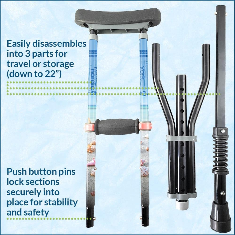 York Nordic - Adjustable Spring Cushion Crutches for Adults (4'7