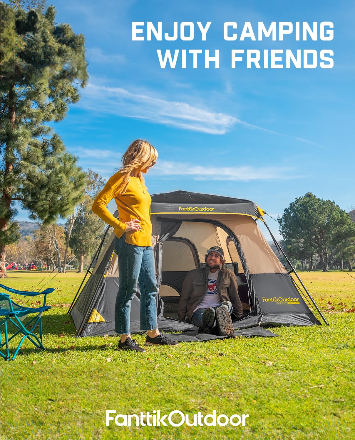 Fanttik 4/6/8/10 Person Instant Cabin Tent - 60 Second Setup, Waterproof Rainfly & Windproof Design - Portable Camping Tent with Carry Bag for Family Camping, Hiking, Backpacking & Outdoor Adventures