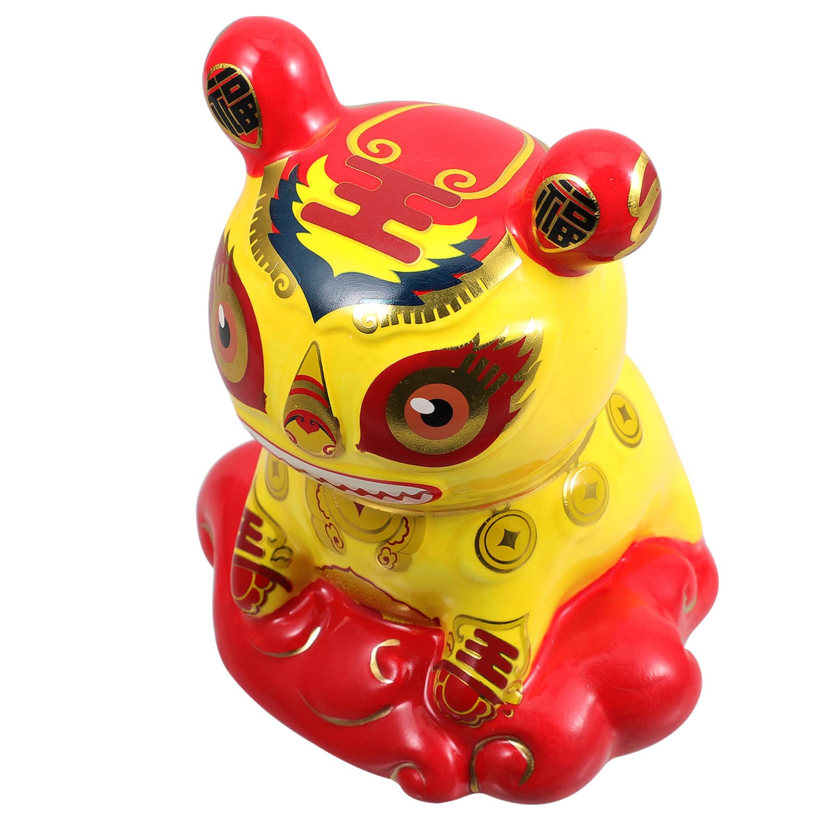 FOMIYES Ceramic Piggy Bank for Kids Room Decor - Chinese Zodiac Year Figurine Coin Box for Saving Money, Yellow Wealth Tabletop Decoration for Home, Office & Dining Table | Perfect Gift for New Year, Birthday & Financial Literacy