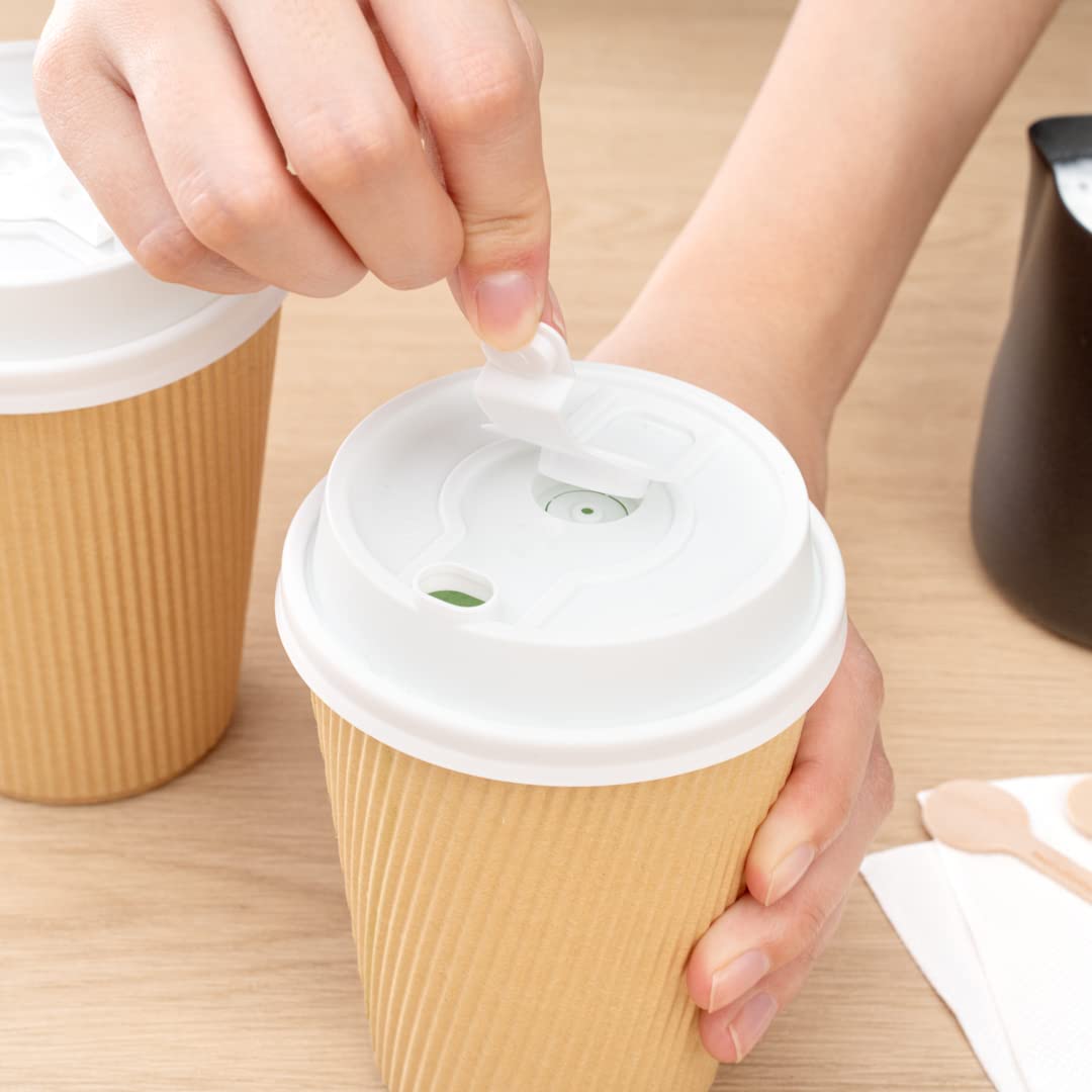 Restpresso Disposable Paper Cup Lids for 8oz 12oz 16oz 20oz Coffee Cups - 500 Pack White Plastic Hot Drink Lids with Straw Slot & Double Plug (Cups Sold Separately) - Perfect for Coffee Shops, Cafes, and Takeout Restaurants