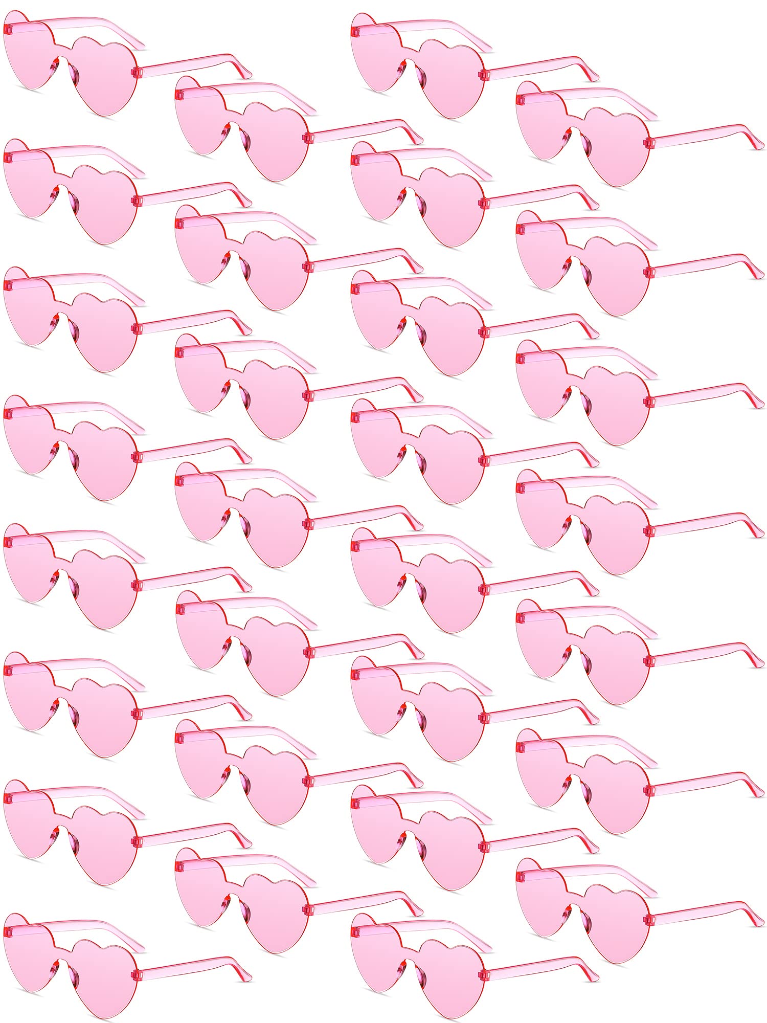 Flutesan 30 Pairs Heart Shaped Sunglasses Bulk - Rimless Candy Color Party Eyewear for Women & Men - Perfect for Valentine's Day, Bachelorette Parties, and Summer Festivals