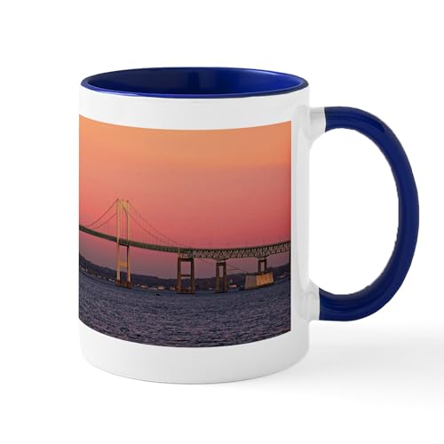 White/Navy Inside - Newport Bridge, Rhode Island Coffee Mug
