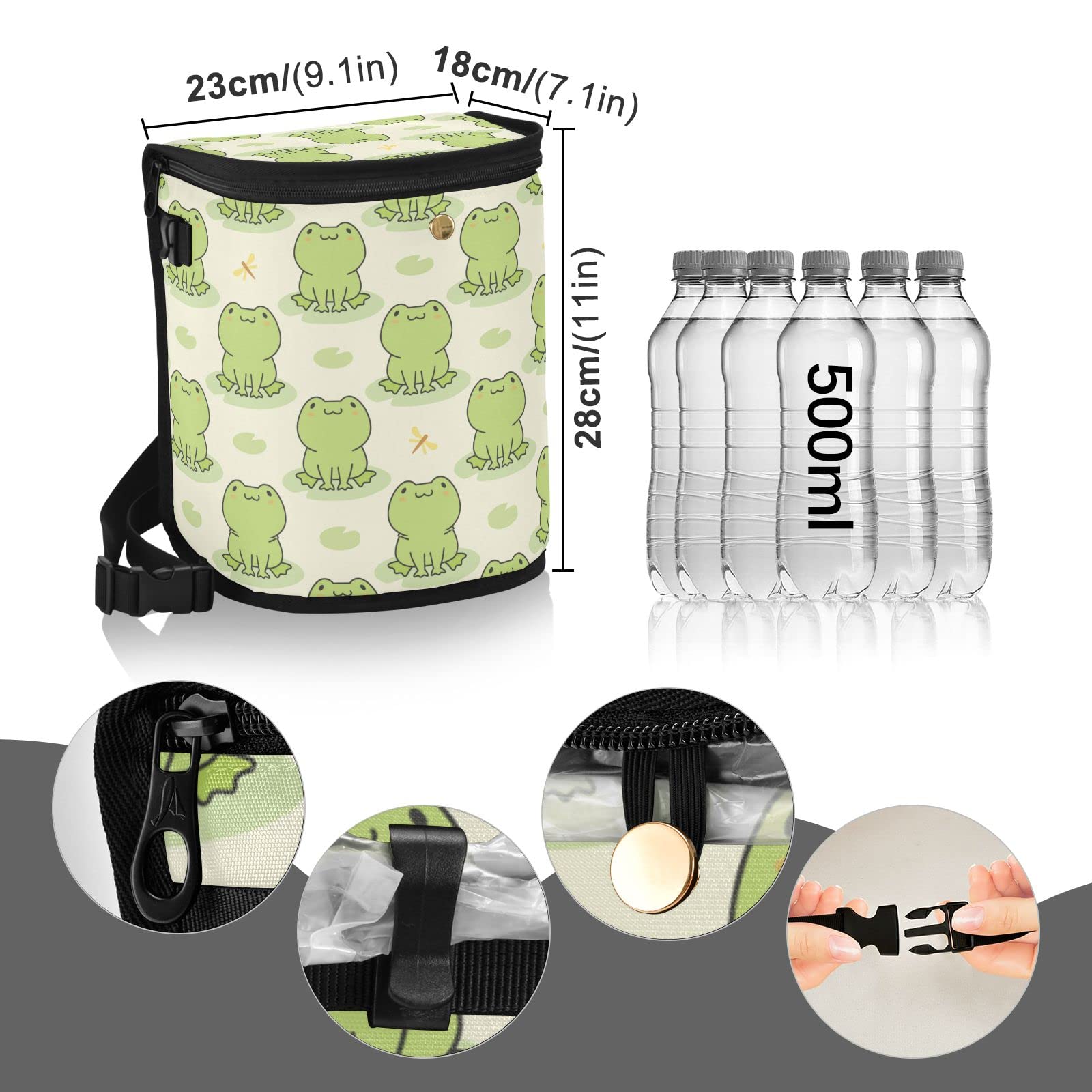 Leak-Proof Car Trash Can with Lid - Cute Frog Design Hanging Car Organizer for Front & Back Seat | Portable Car Garbage Bin for Road Trips, Commuting & Family Travel