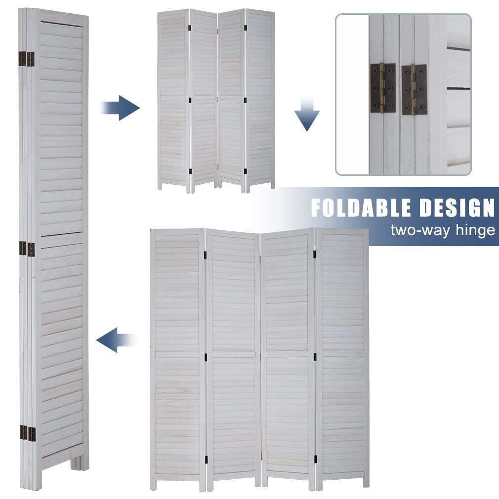 4 Panel Wooden Room Divider Privacy Screen - Foldable Partition for Home, Office & Bedroom - Perfect for Creating Private Spaces in Open Areas