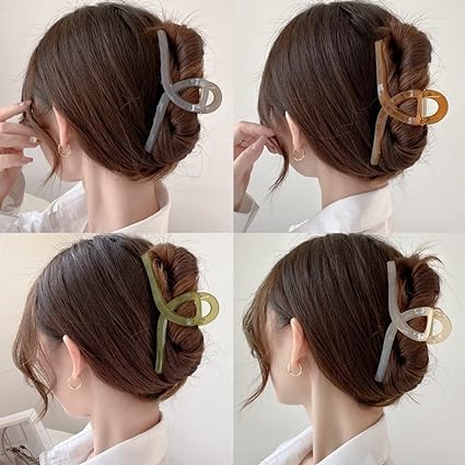 4 Pack Large Claw Hair Clips for Women & Girls - 4.1 Inch Strong Hold Butterfly Clips for Thick Hair | Summer Jelly Hair Accessories | Perfect for Ponytails, Buns & Everyday Styling