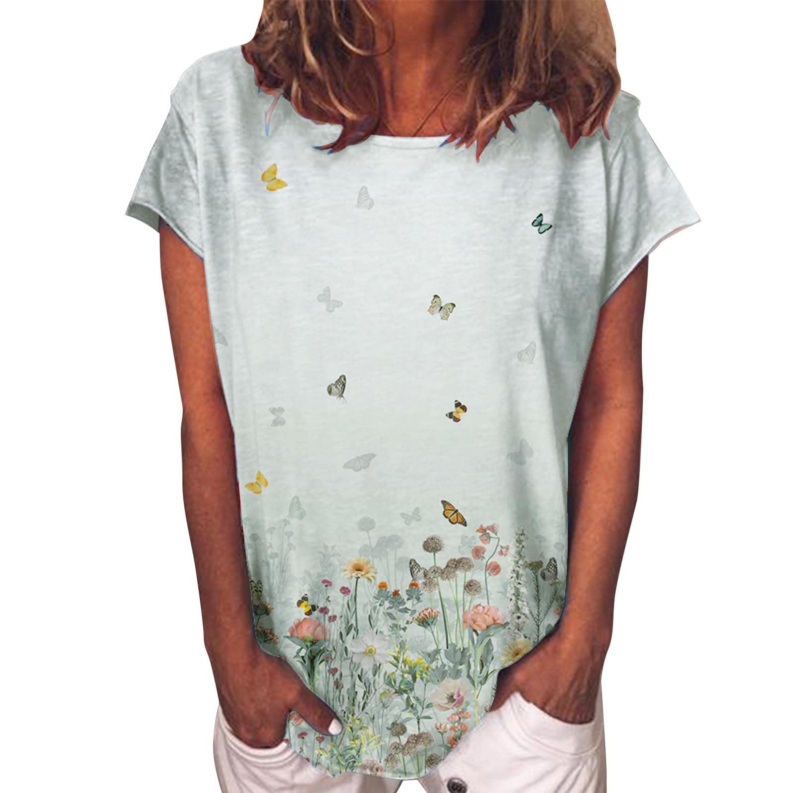 Women's Western Ethnic Style Printed V-Neck Short Sleeve Tunic Blouse - Casual Summer Work Tops with Floral Pattern (White, Small) | Perfect for Office Wear, Vacation Outfits & Boho Chic Style