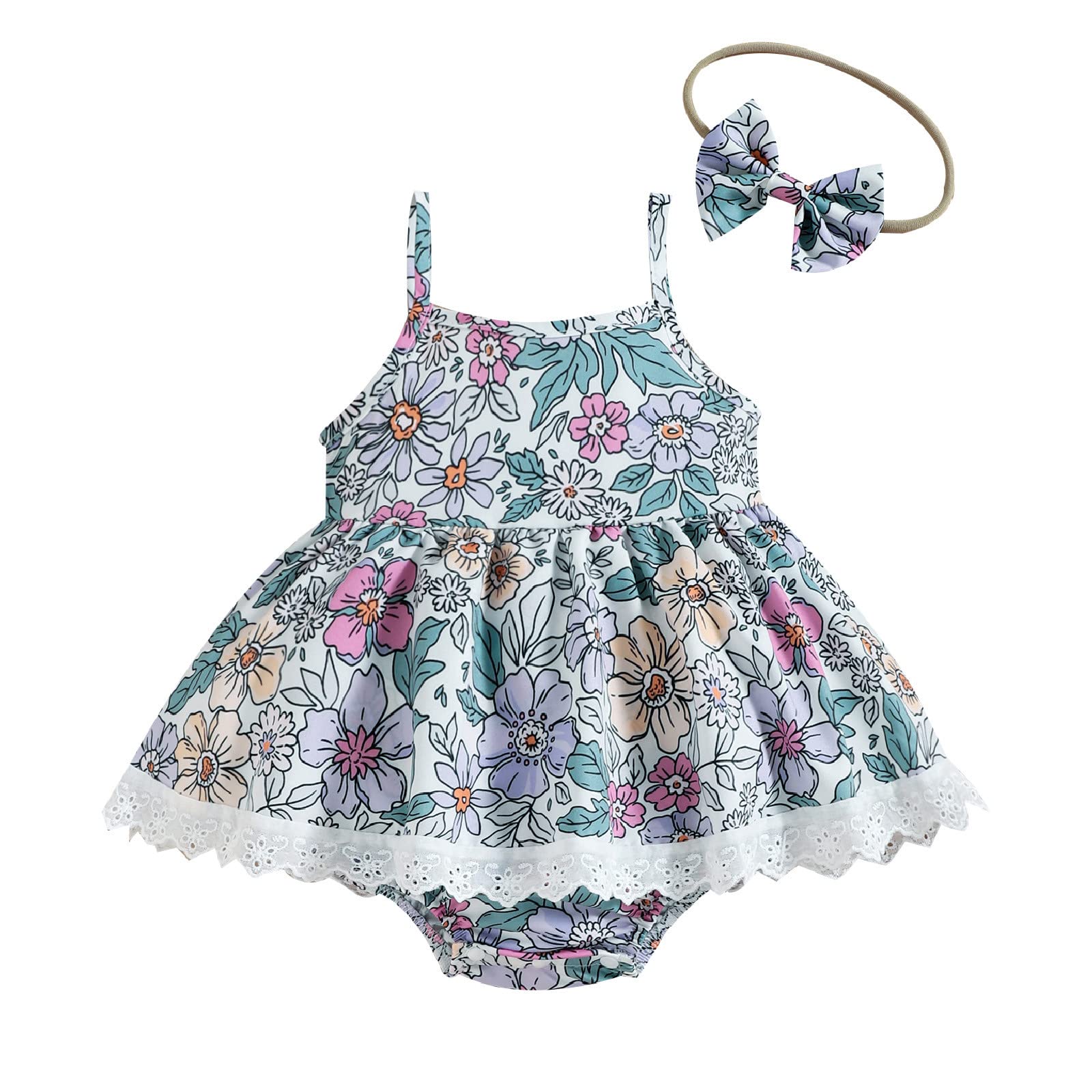 Toddler Girl Cotton Princess Party Dress Set with Bowknot Hairband - Sleeveless Summer Outfit for Birthday, Photo Shoots & Special Occasions