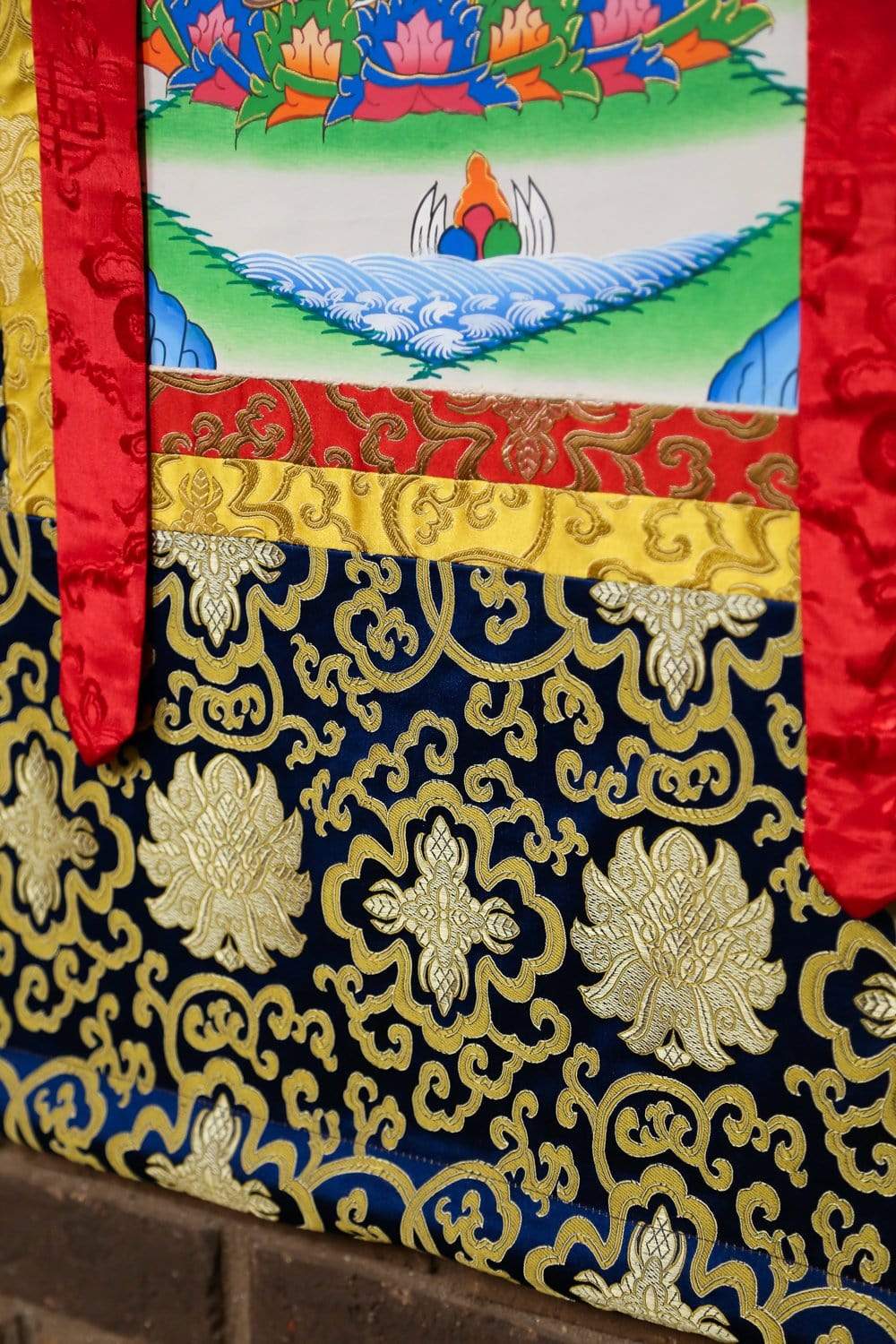 Authentic Guru Rinpoche Framed Thangka Painting - Tibetan Buddhist Wall Art Decor for Meditation Room, Home & Office Spiritual Display