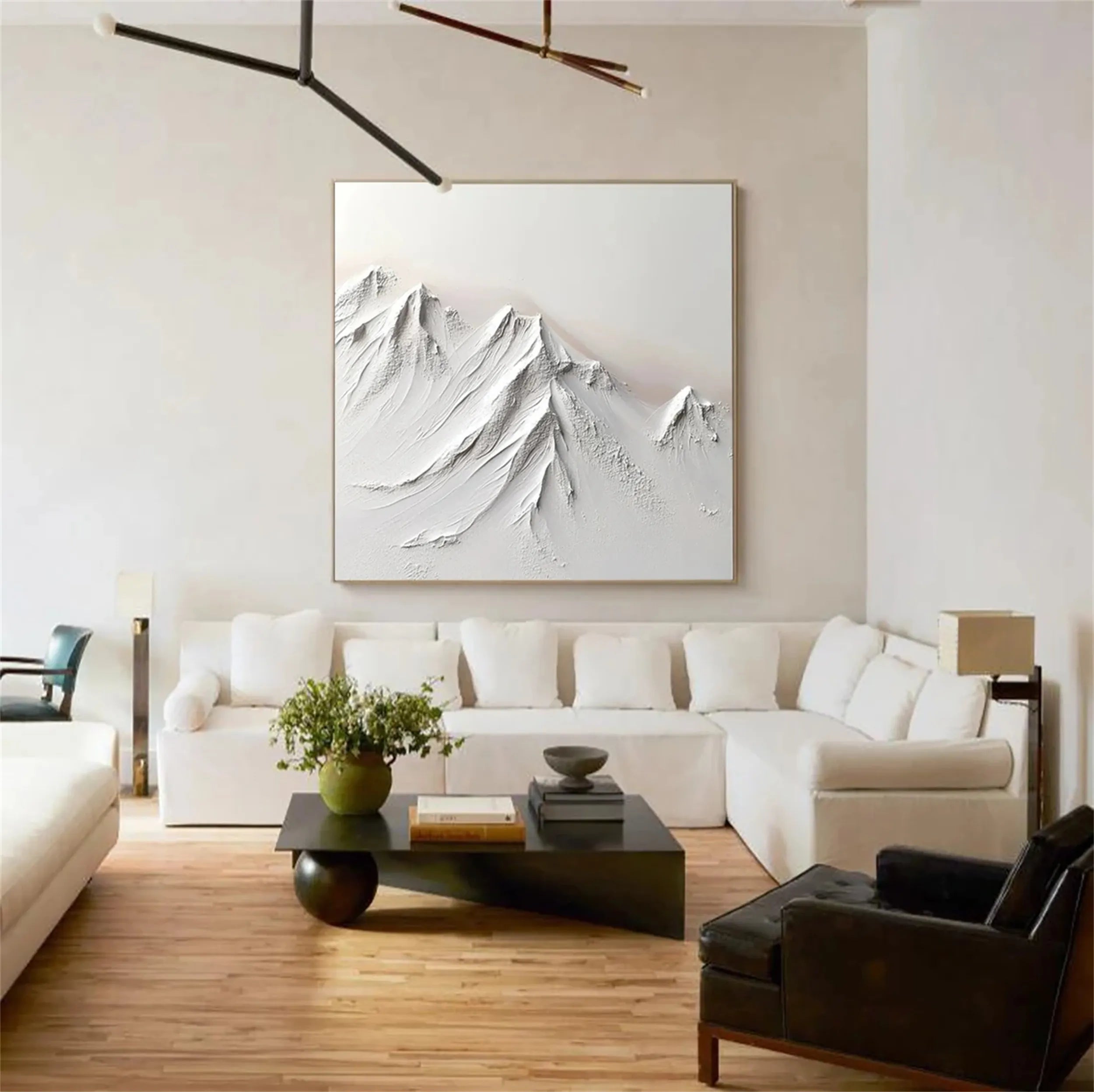White Minimalist Textured Painting Canvas #MM237 - Modern Abstract Wall Art for Living Room, Bedroom & Office Decor