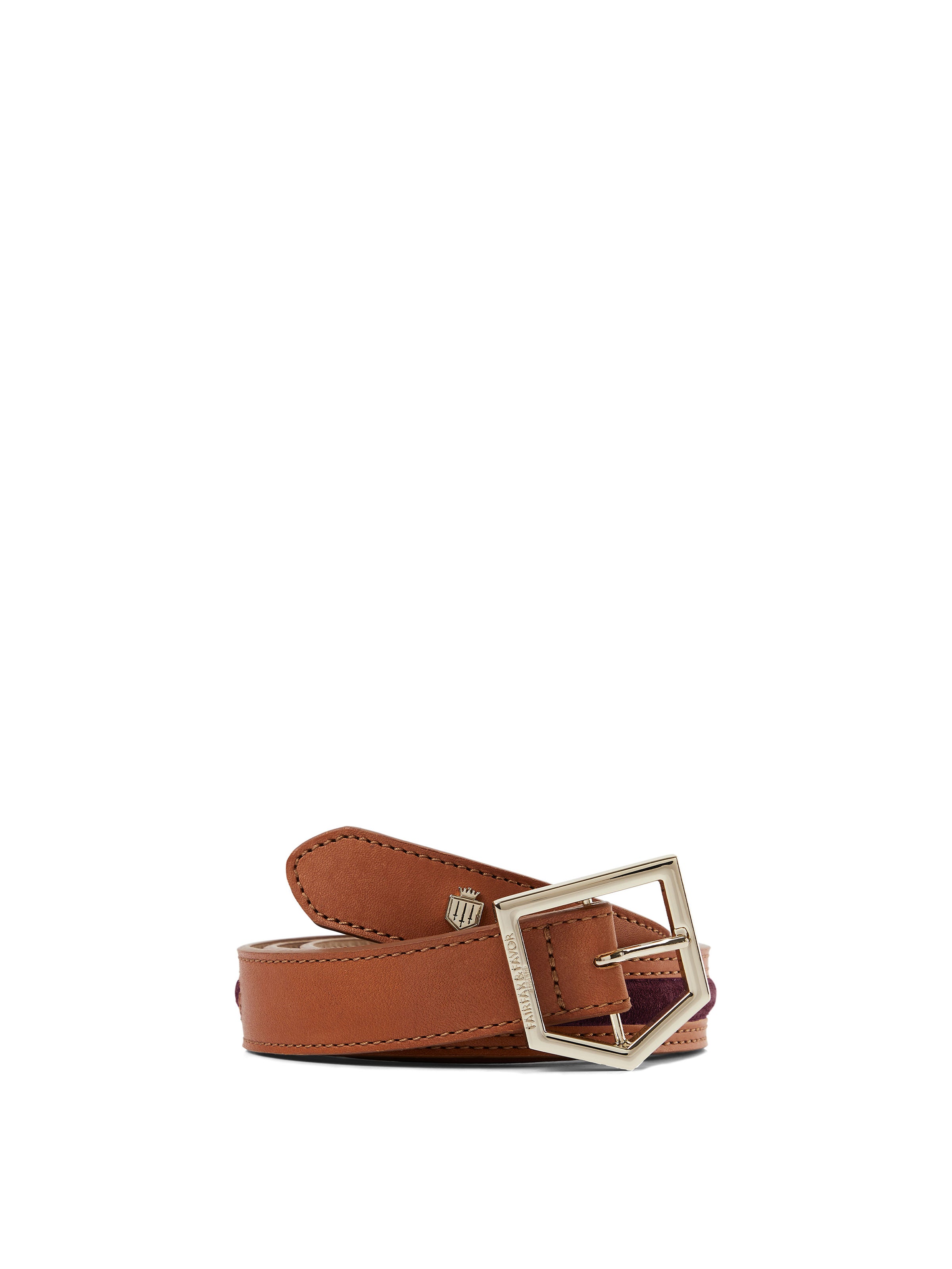 Premium Hampton Belt for Men - Genuine Leather Tan & Plum Dress Belt - Perfect for Business, Casual & Formal Wear
