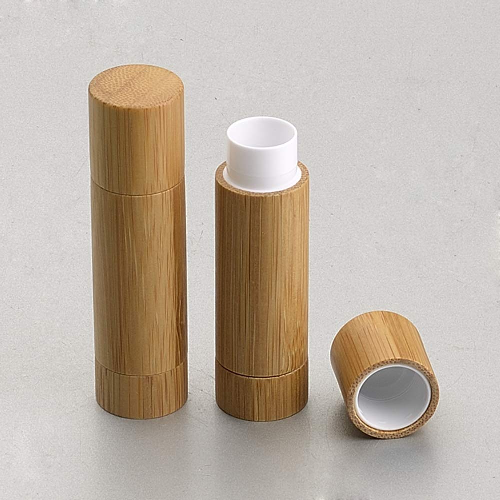 4 Pack 5.5ml Empty Bamboo Lipstick Tubes - Refillable Lip Balm & Lip Gloss Containers with Lids - DIY Makeup, Travel-Friendly Cosmetic Holders for Everyday Use | Perfect for Homemade Cosmetics, Gift Making & On-the-Go Touch Ups