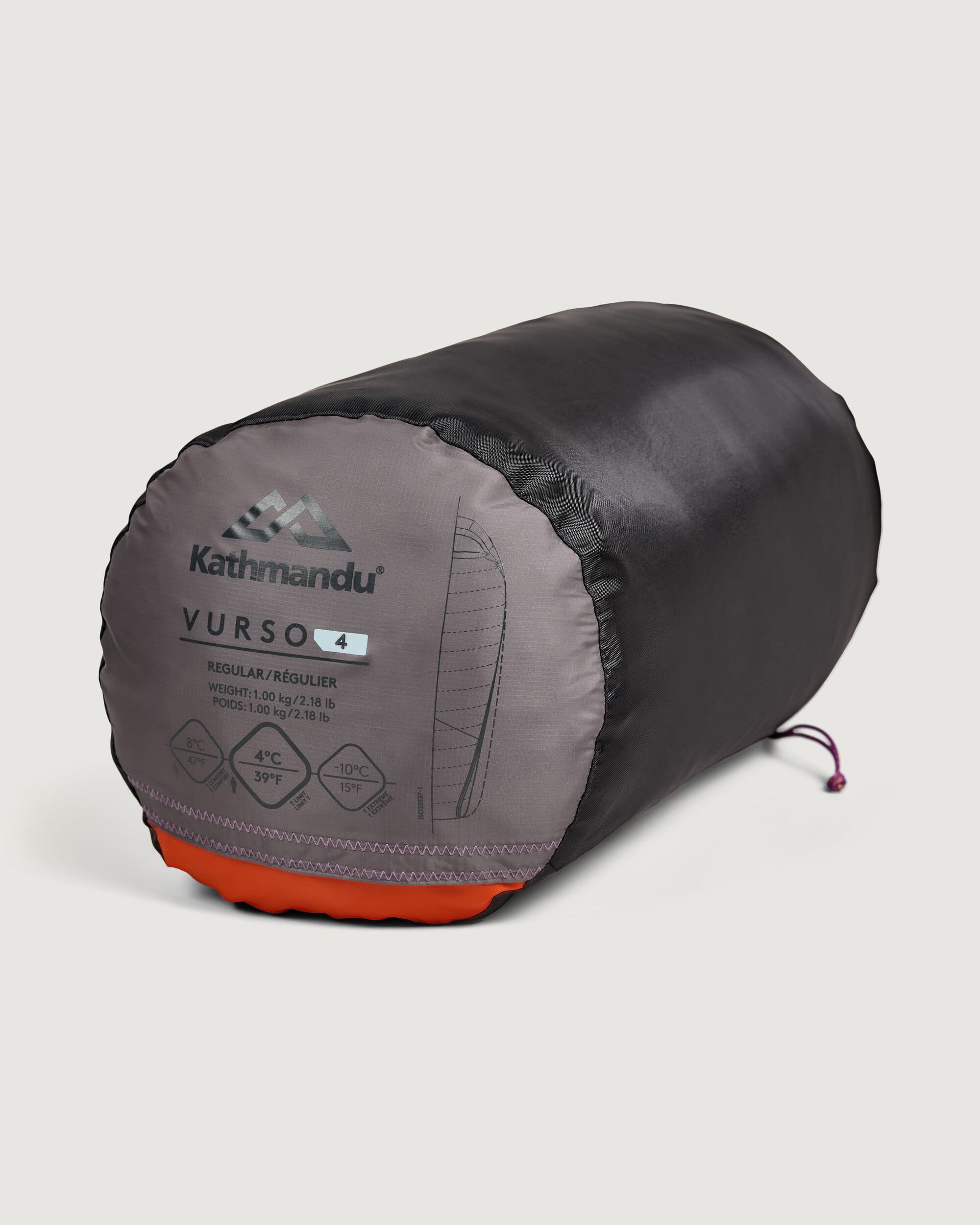 Vurso 4°C Lightweight Sleeping Bag for Camping & Hiking - Regular Size, Light Quartz/Red Earth - Perfect for Backpacking, Travel & Outdoor Adventures