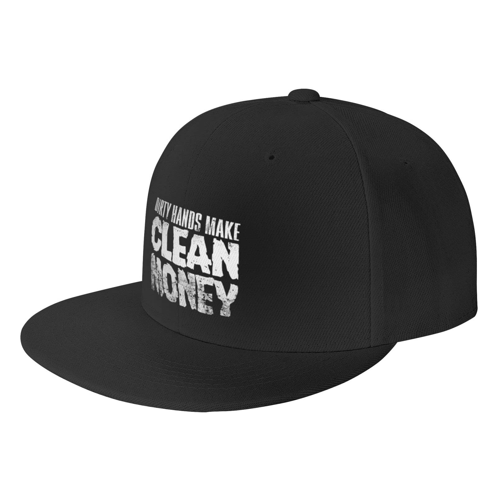 Dirty Hands Make Clean Money Flat Brim Baseball Cap for Men & Women - Hip Hop Style Adjustable Snapback Hat for Streetwear & Urban Fashion